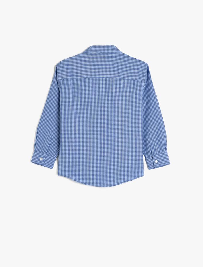 Erkek Çocuk Gömlek Uzun Kollu Klasik Yaka İşlemeli Cep Detaylı