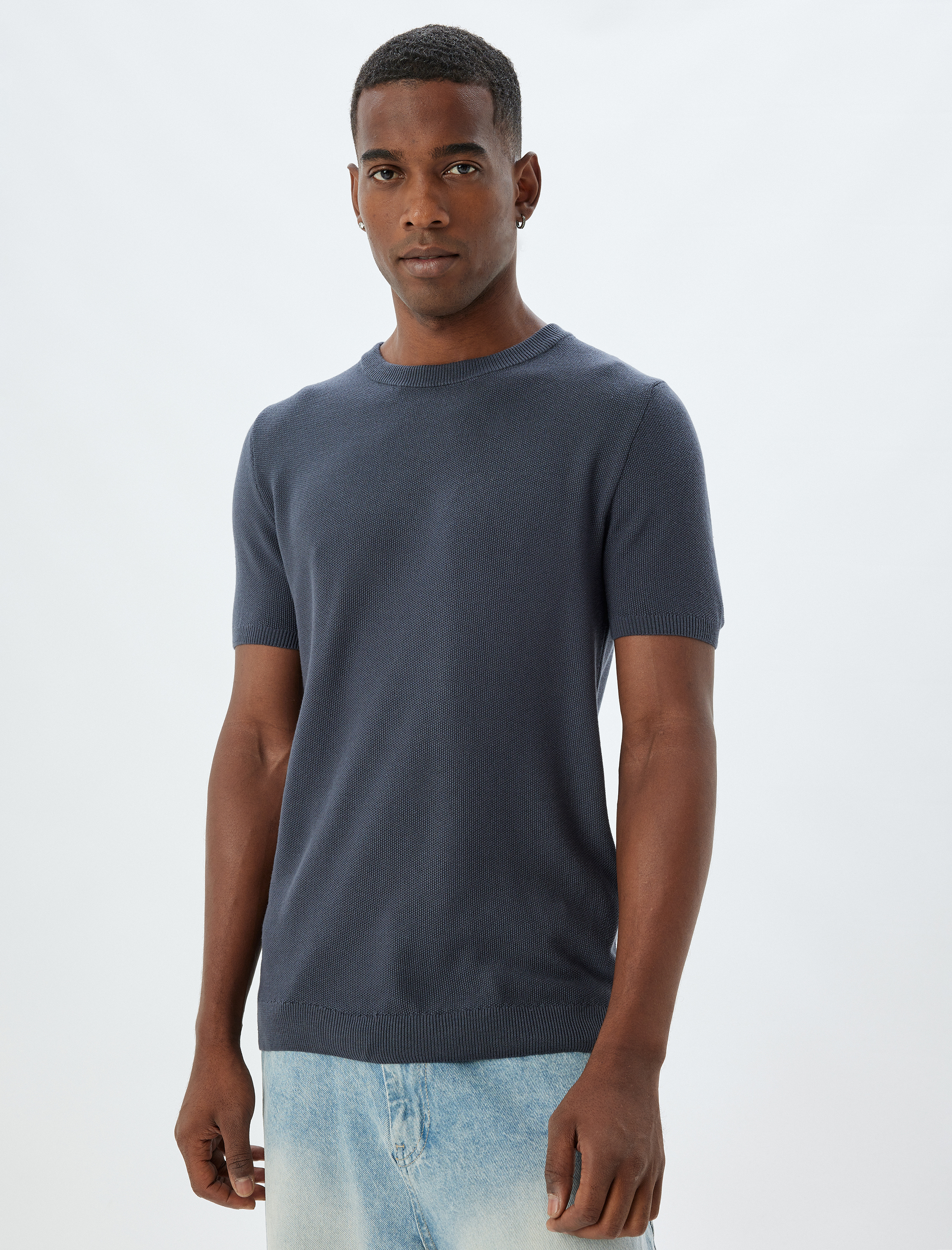   Triko Tişört Basic Bisiklet Yaka Kısa Kollu Pamuk Karışımlı