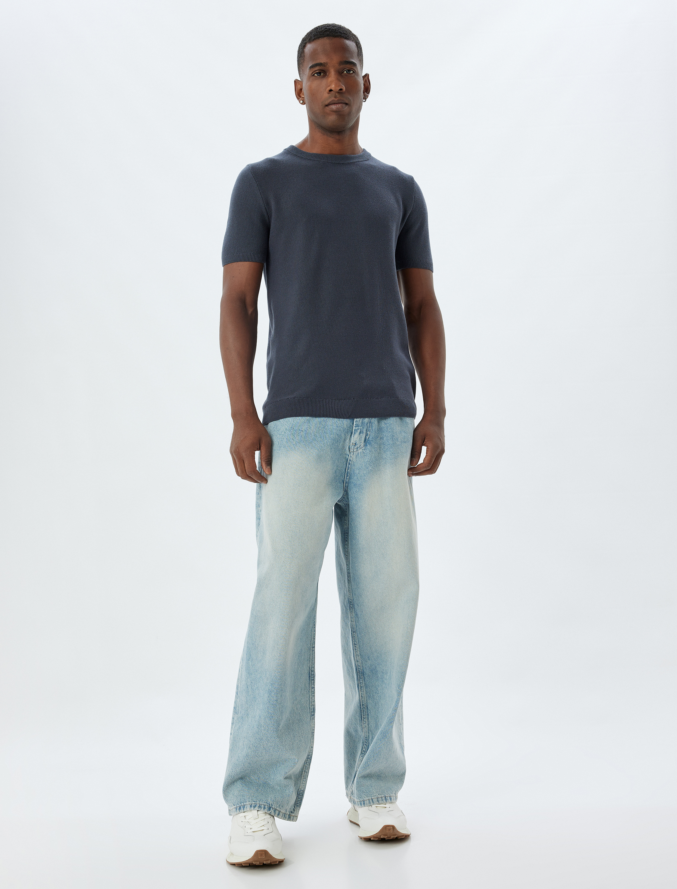   Triko Tişört Basic Bisiklet Yaka Kısa Kollu Pamuk Karışımlı