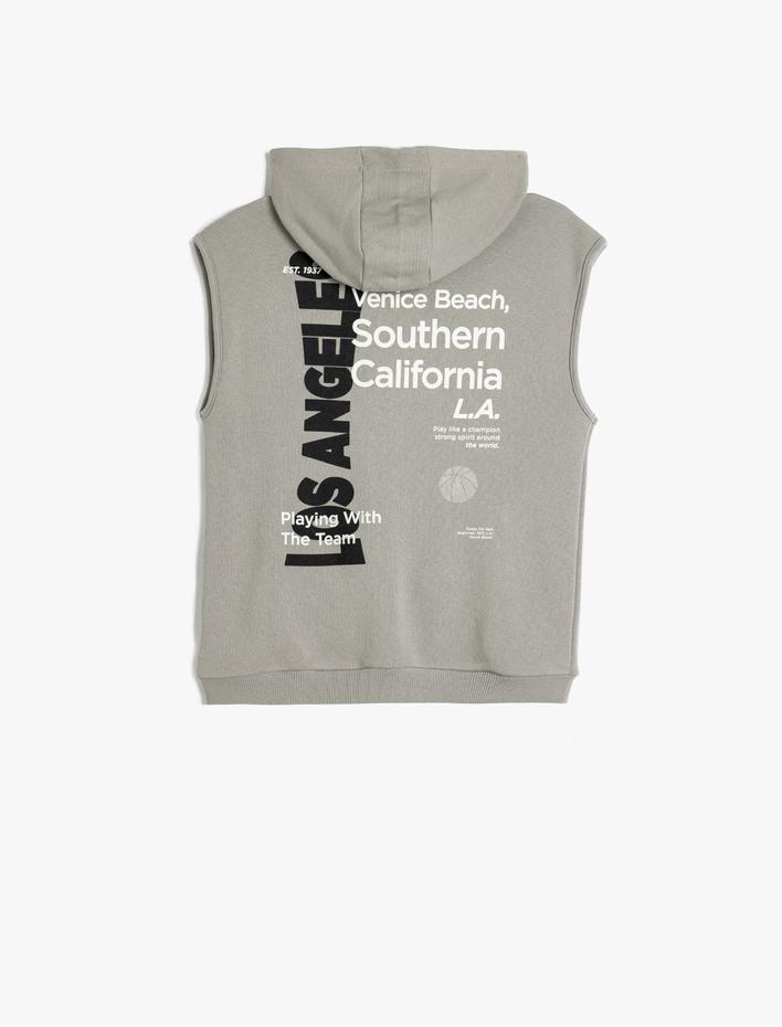 Erkek Çocuk Kapşonlu Yelek Cep Detaylı Fermuar Kapamalı