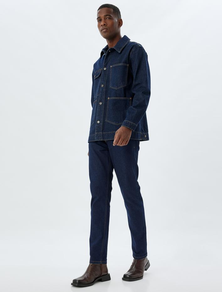  Kot Ceket Oversize Gömlek Yaka Düğmeli Pamuklu