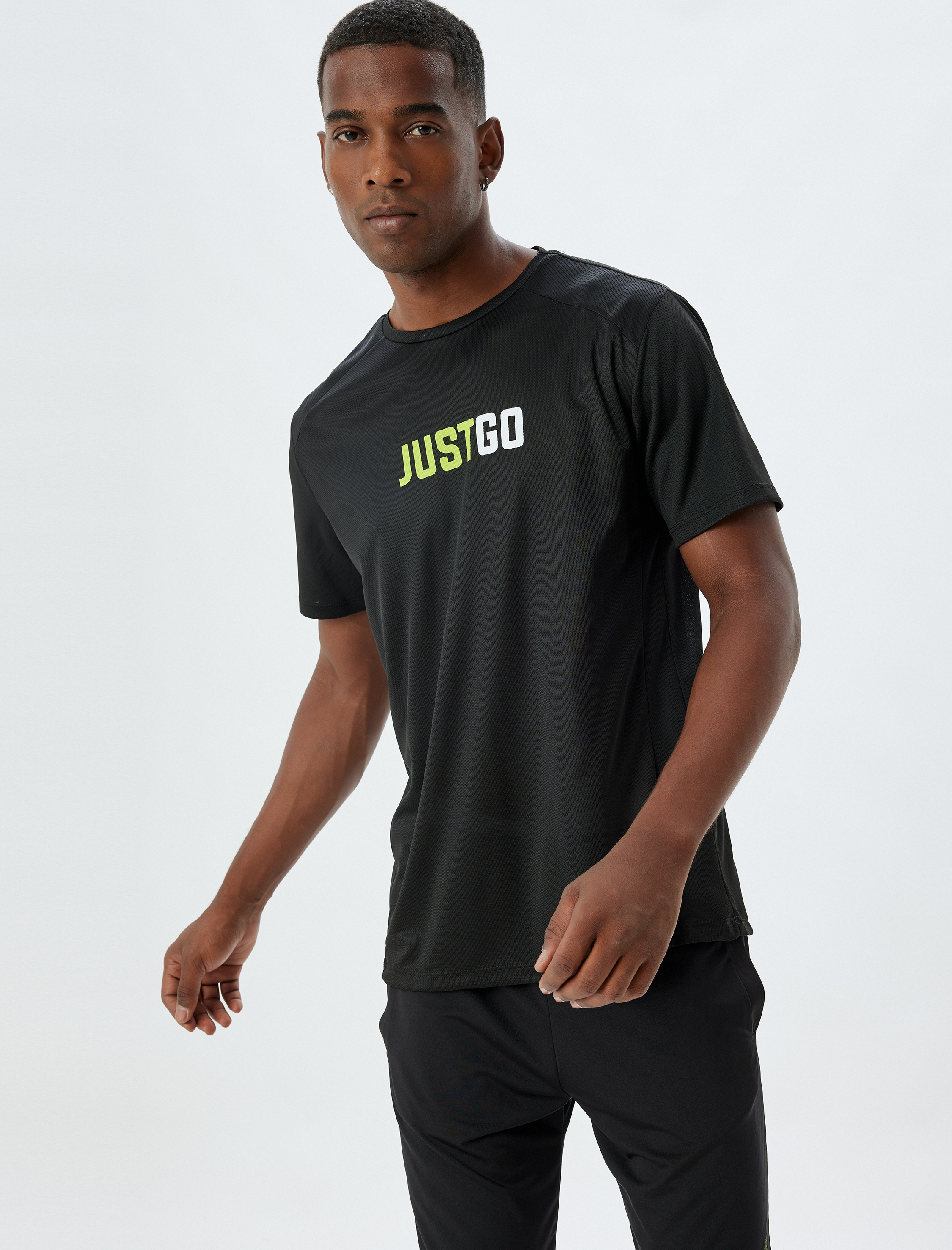   Spor Tişört Slogan Baskılı Kısa Kollu Bisiklet Yaka