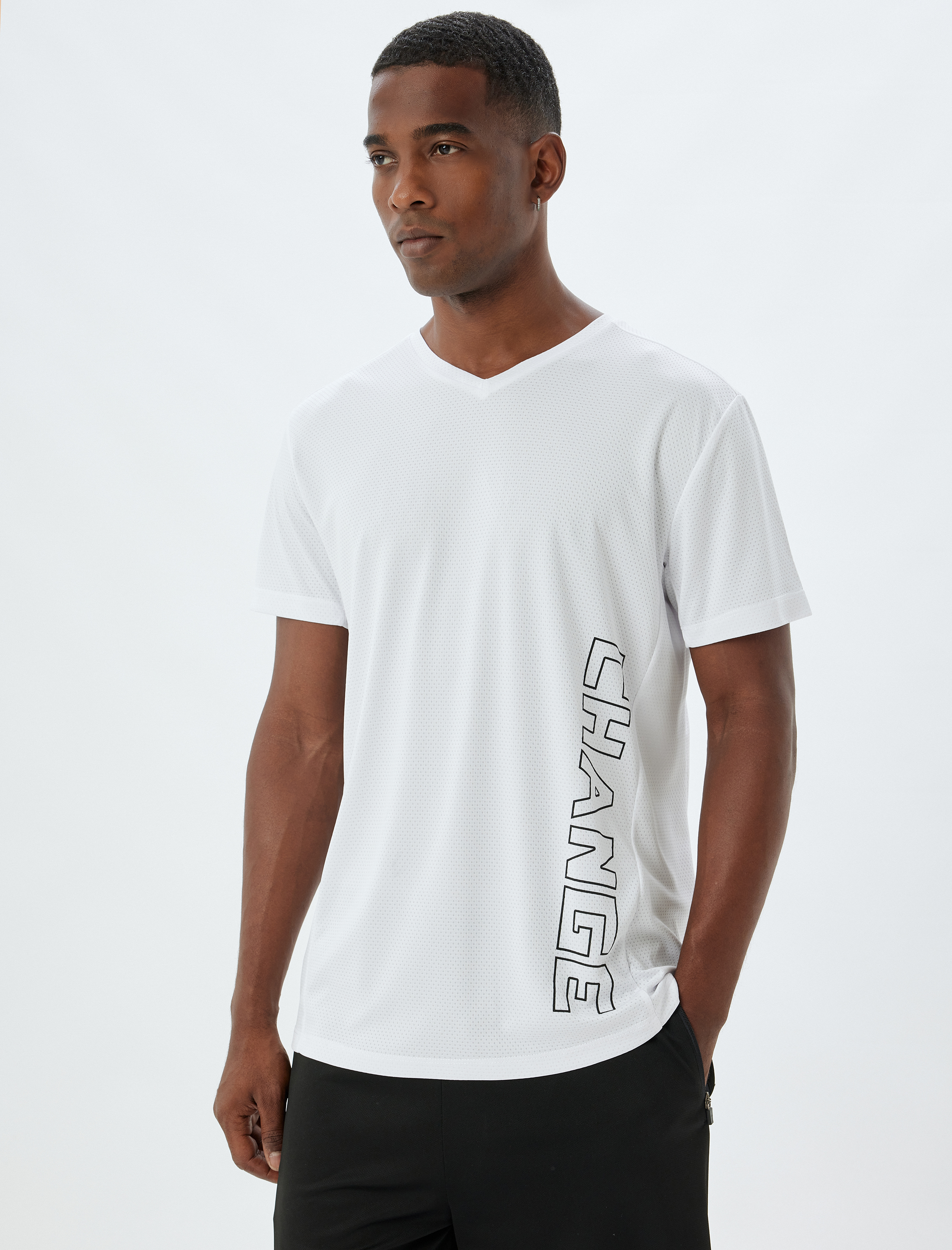   Spor Tişört Oversize Slogan Baskılı Kısa Kollu Bisiklet Yaka