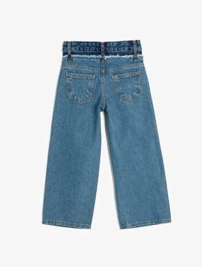 Kot Pantolon Geniş Paça Cepli Pamuklu - Wide Leg Jean_1