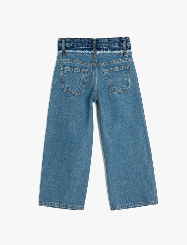 Kot Pantolon Geniş Paça Cepli Pamuklu - Wide Leg Jean_1