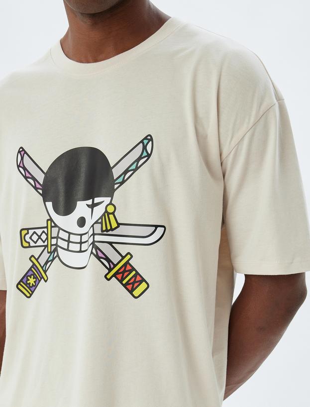 One Piece Tişört Lisanslı Oversize Kısa Kollu Bisiklet Yaka Pamuklu_4