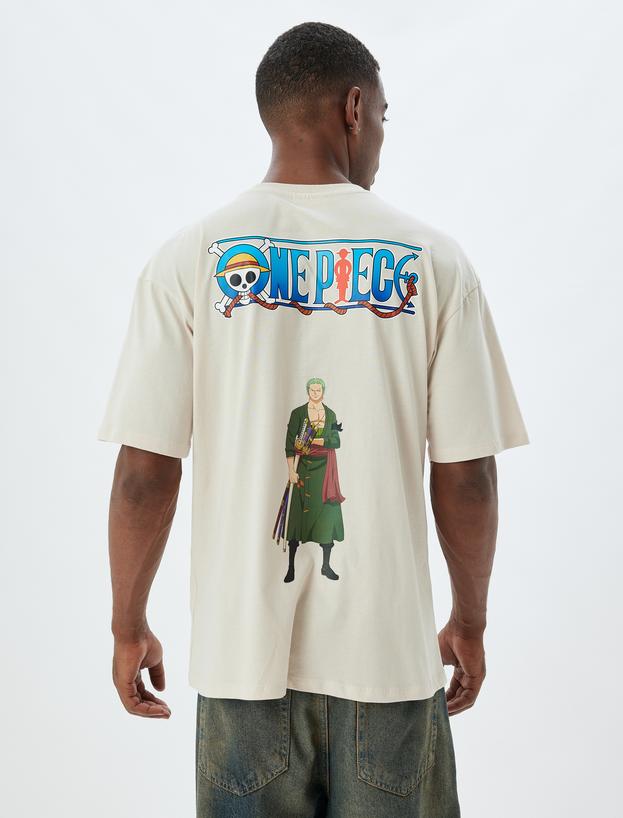One Piece Tişört Lisanslı Oversize Kısa Kollu Bisiklet Yaka Pamuklu_3
