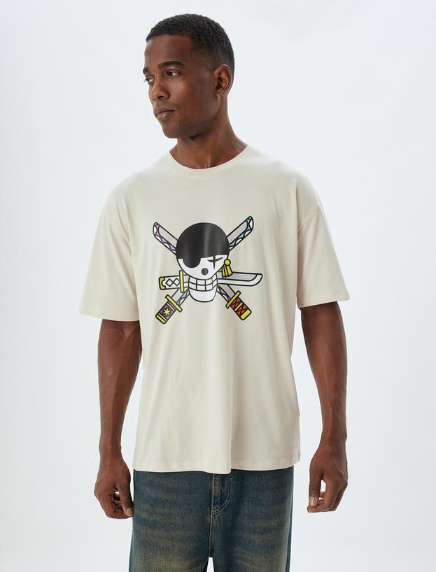 One Piece Tişört Lisanslı Oversize Kısa Kollu Bisiklet Yaka Pamuklu_2