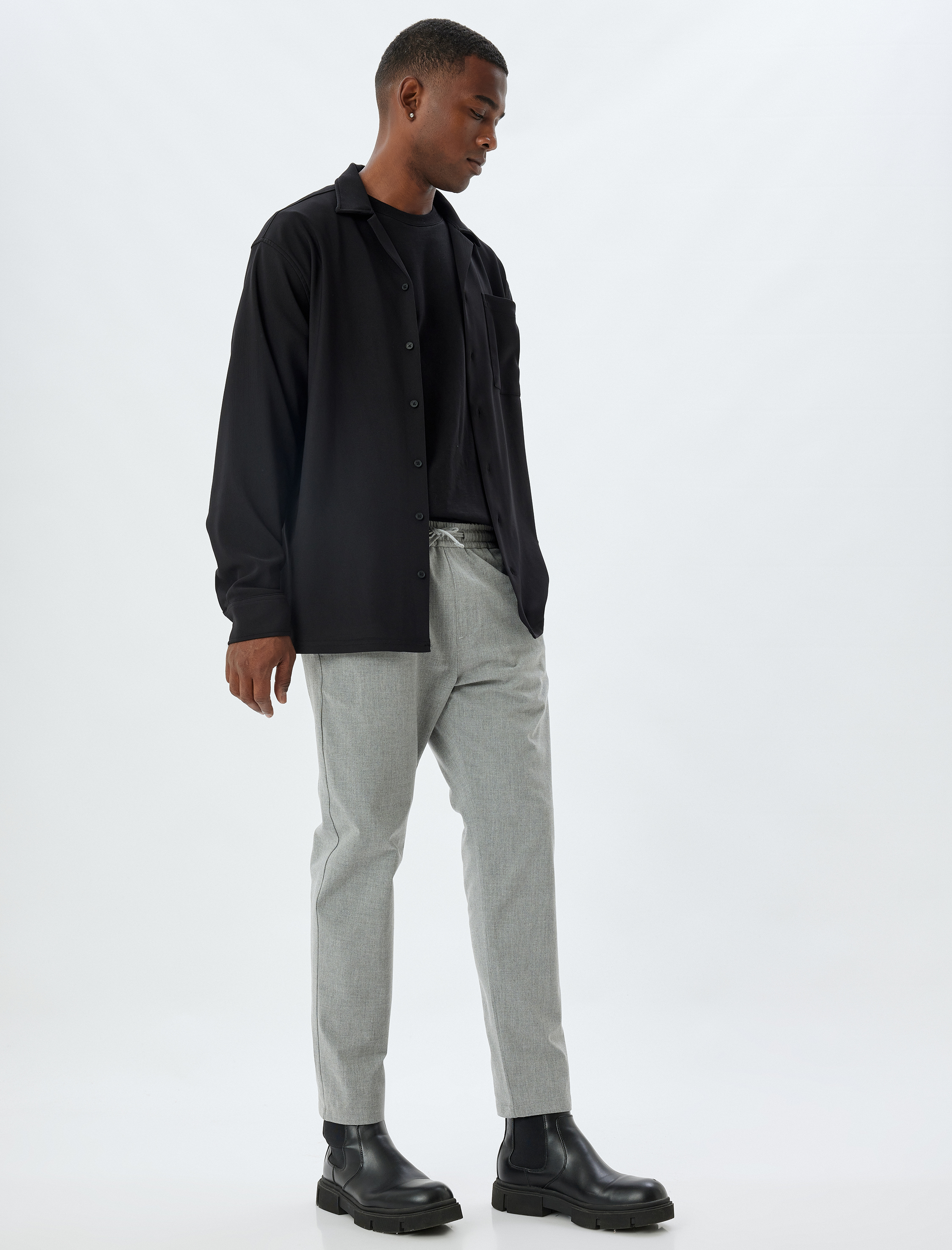   Beli Bağcıklı Pantolon Cep Detaylı Viskon Karışımlı