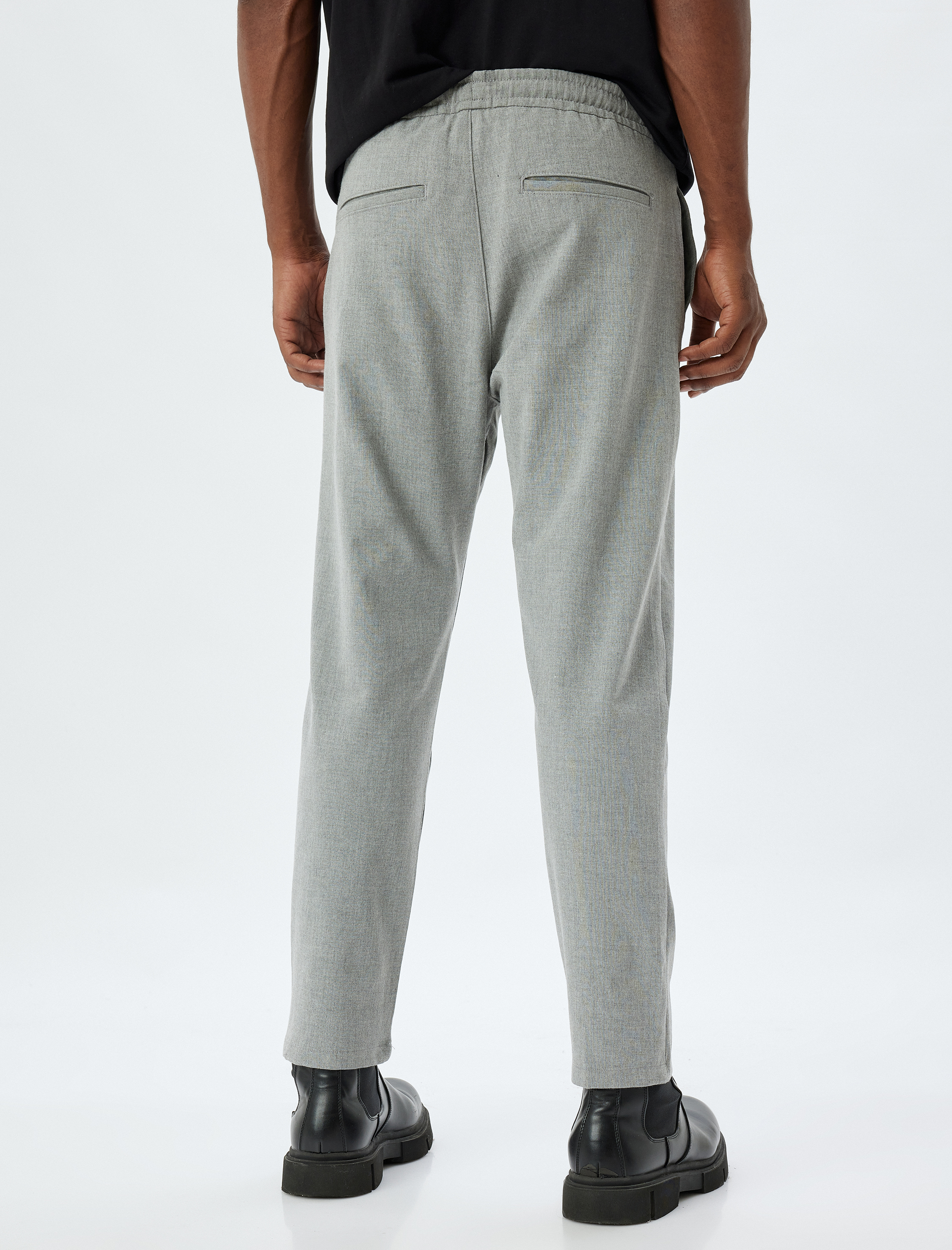   Beli Bağcıklı Pantolon Cep Detaylı Viskon Karışımlı