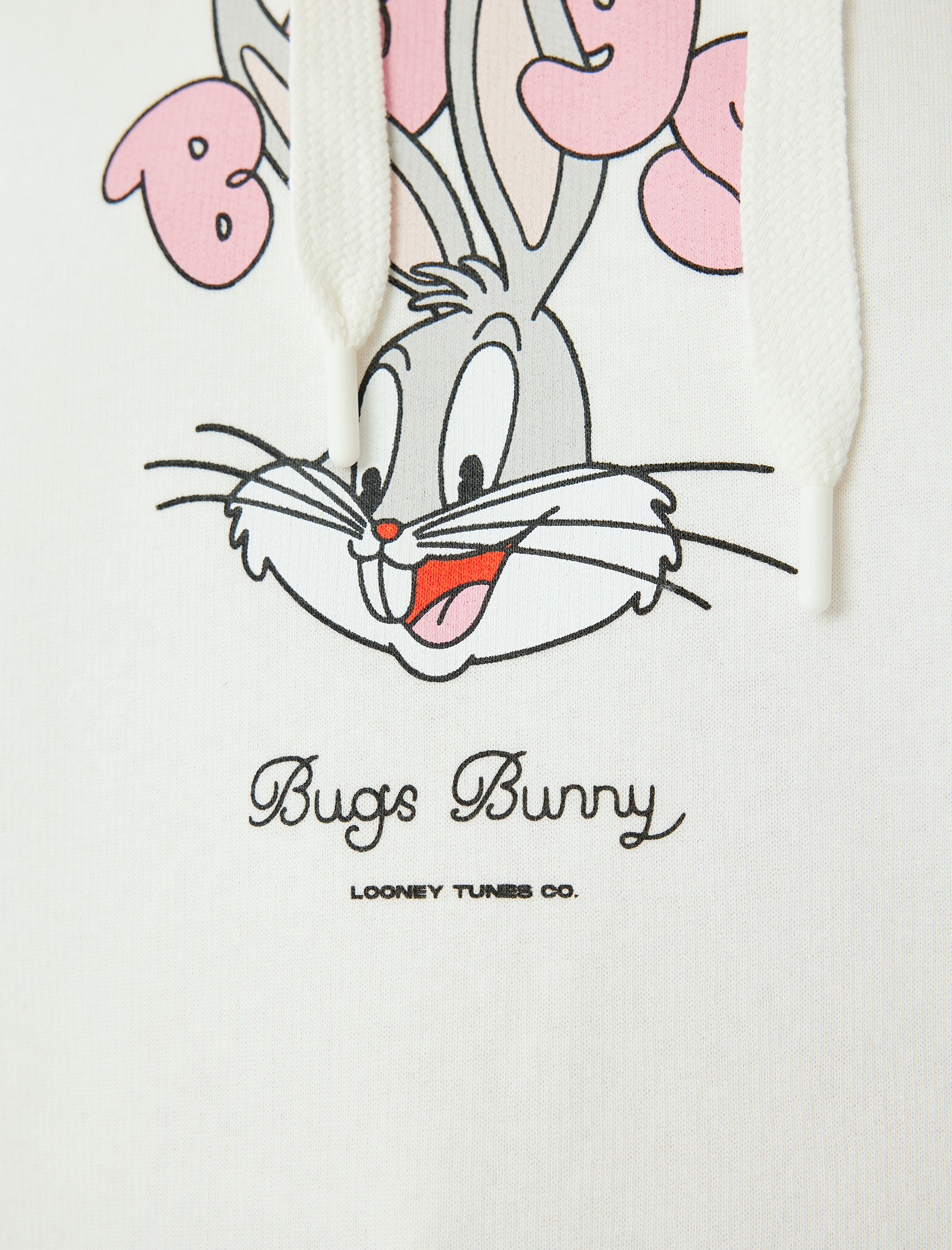  Şardonlu Bugs Bunny Oversize Sweatshirt Arkası Baskılı Kapüşonlu Lisanslı