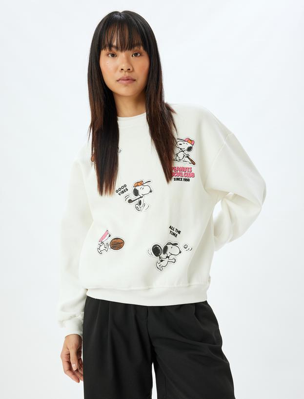 Snoopy Oversize Sweatshirt Arkası Baskılı Bisiklet Yaka Lisanslı_1