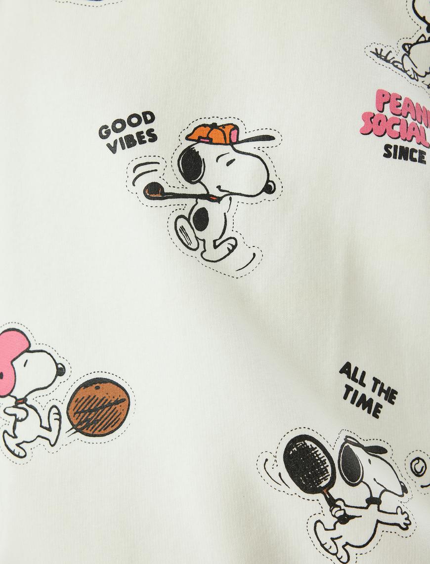   Snoopy Oversize Sweatshirt Arkası Baskılı Bisiklet Yaka Lisanslı