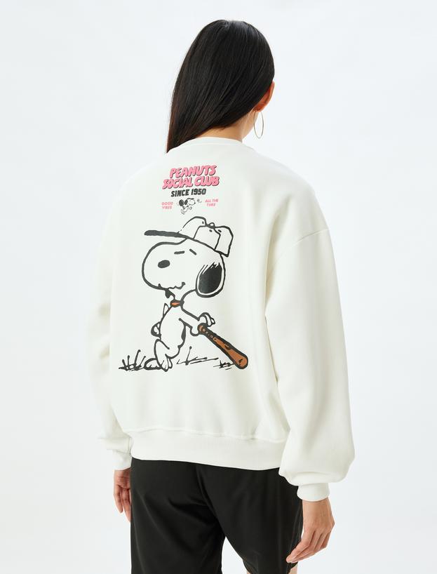 Snoopy Oversize Sweatshirt Arkası Baskılı Bisiklet Yaka Lisanslı_3