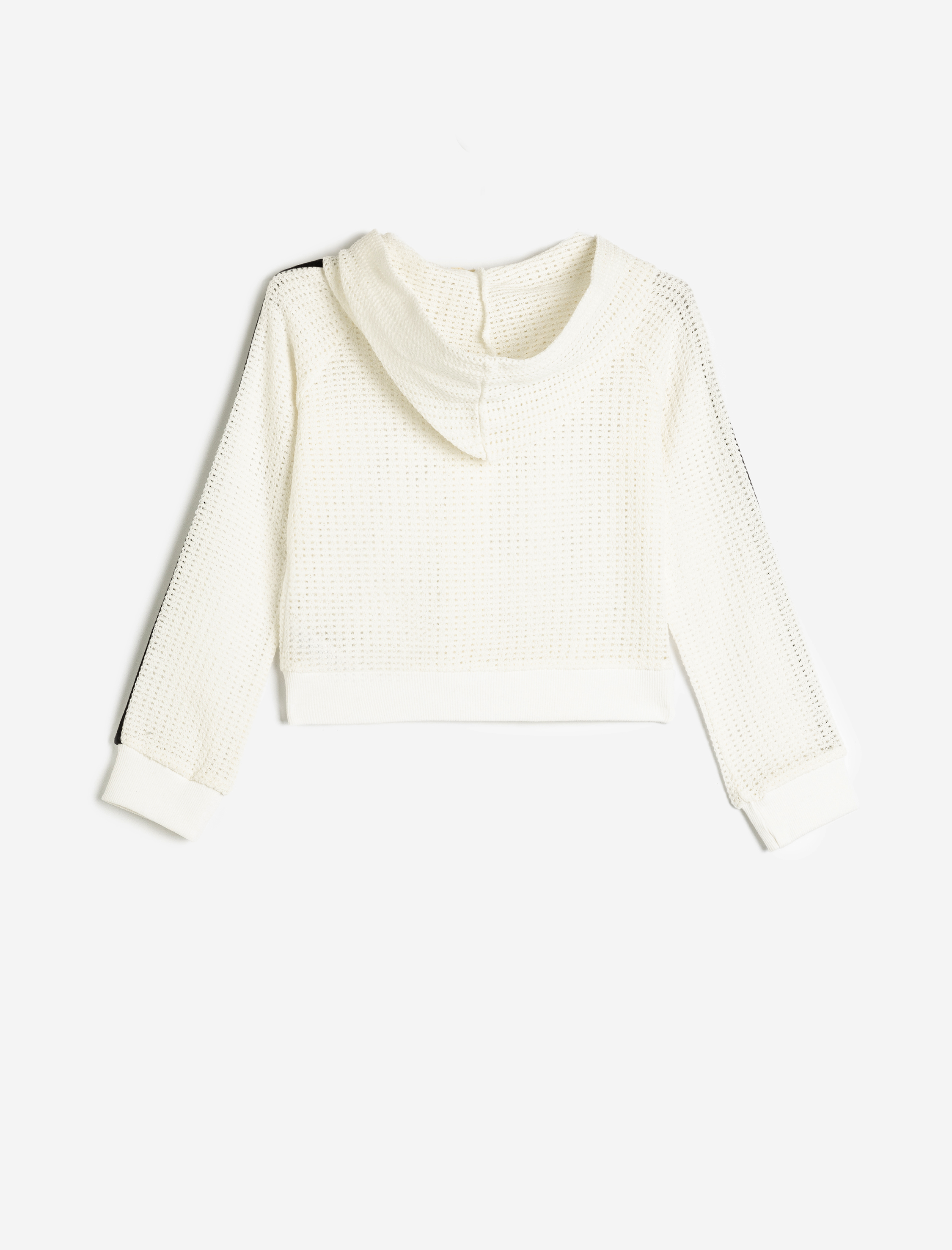  Kız Çocuk Fermuarlı Sweatshirt Kapşonlu File Detaylı Biyeli