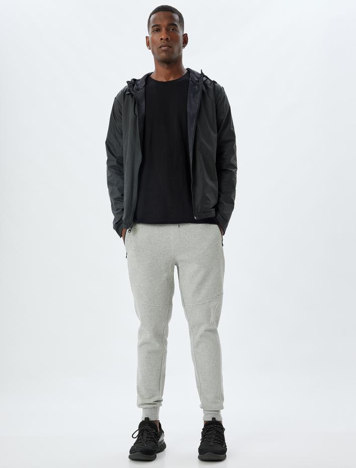  Spor Eşofman Altı Jogger Beli Bağcıklı Dikiş Detaylı Cepli Pamuk Karışımlı