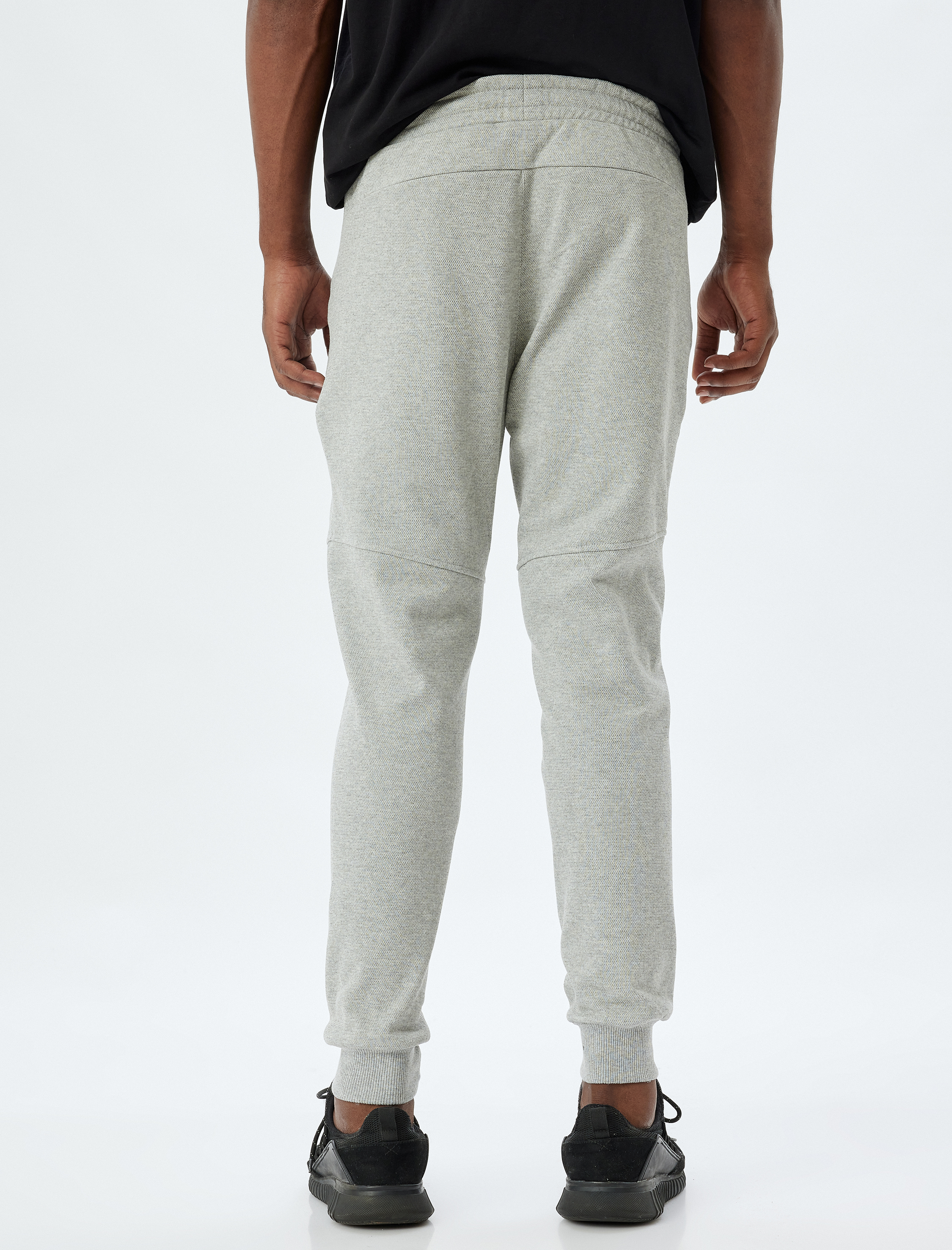   Spor Eşofman Altı Jogger Beli Bağcıklı Dikiş Detaylı Cepli Pamuk Karışımlı