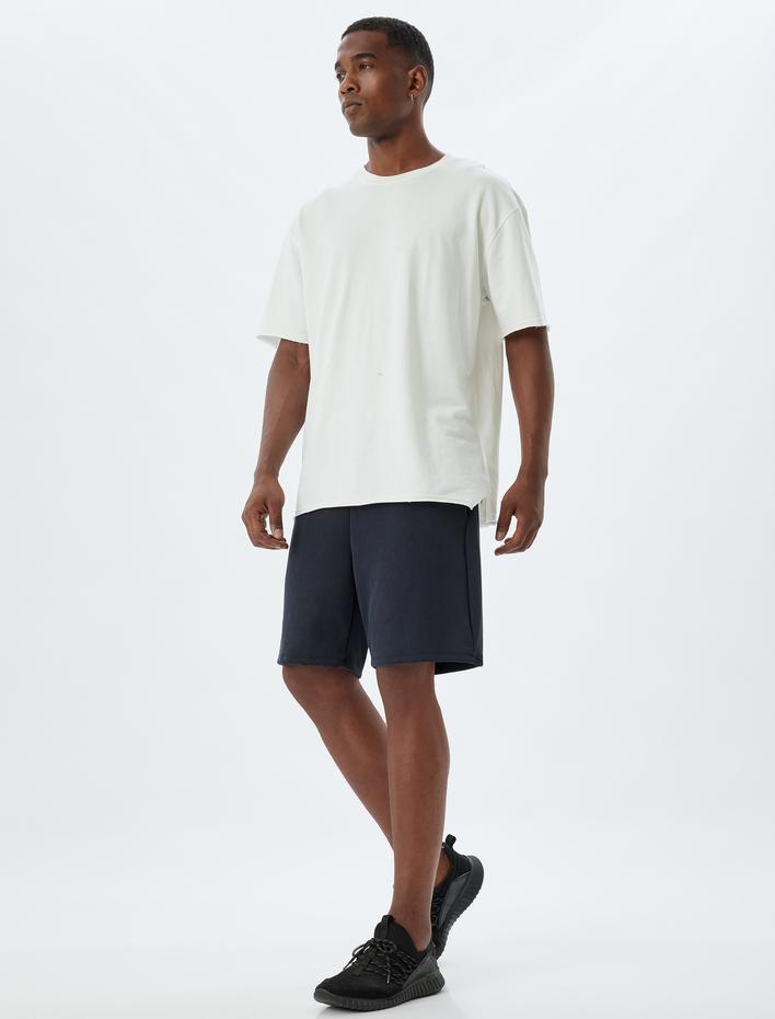  Spor Şort Kısa Beli Lastikli Cep Detaylı Kalın Modal Kumaş