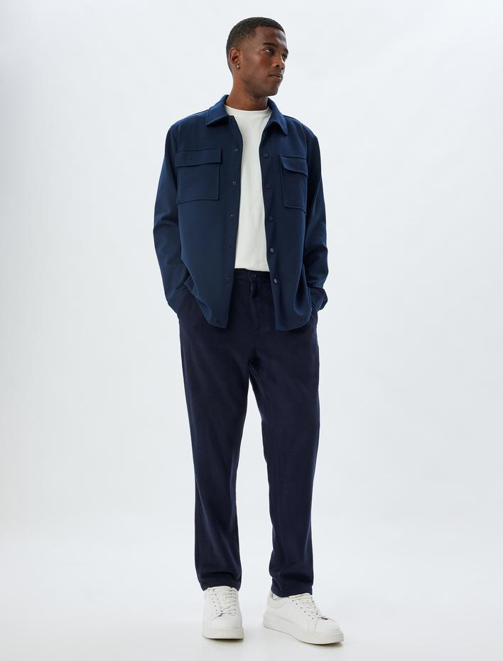  Chino Pantolon Cep Detaylı Viskon Karışımlı