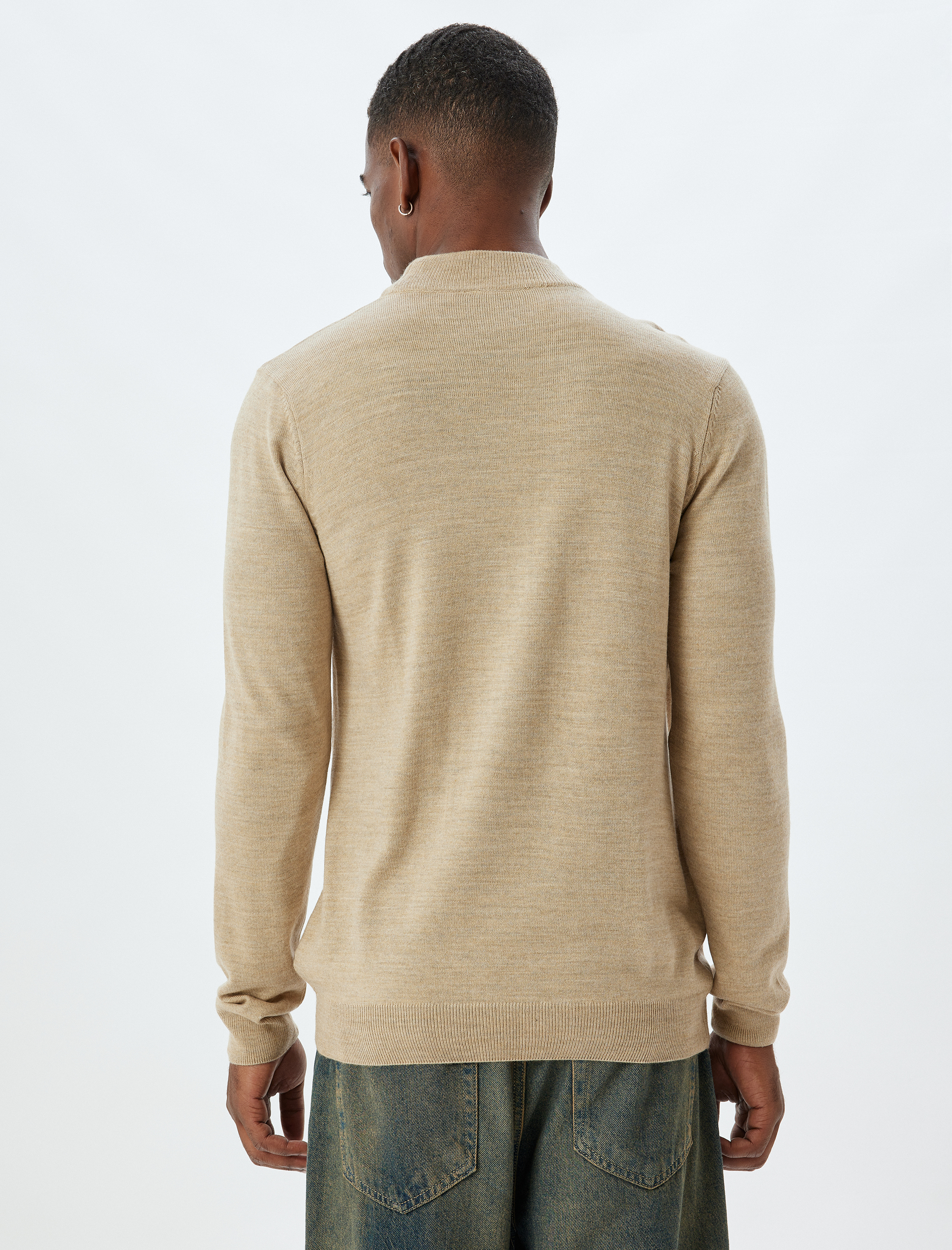   Triko Kazak Yarım Balıkçı Yaka Basic Uzun Kollu