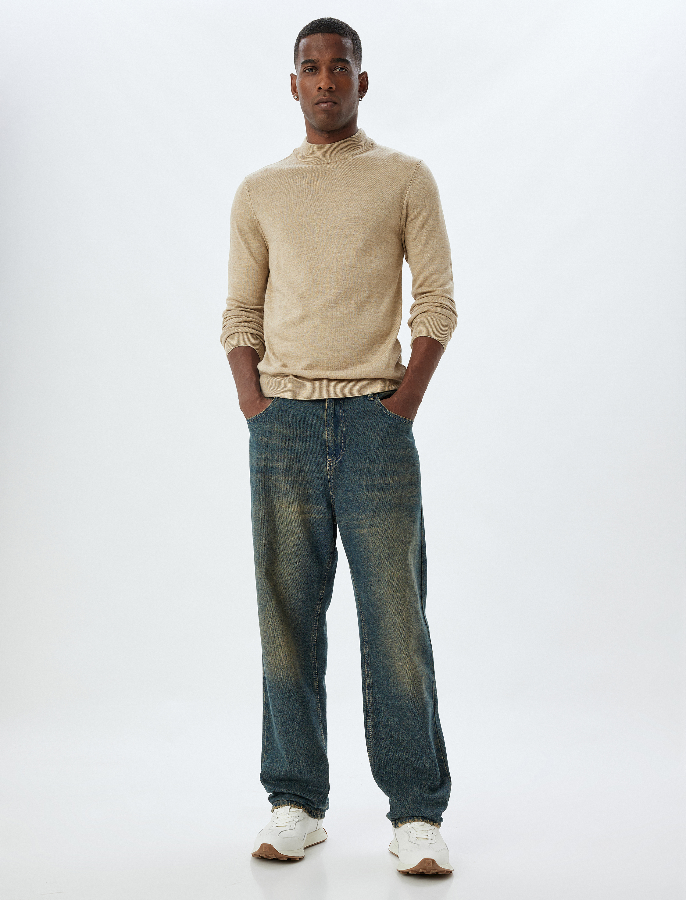   Triko Kazak Yarım Balıkçı Yaka Basic Uzun Kollu