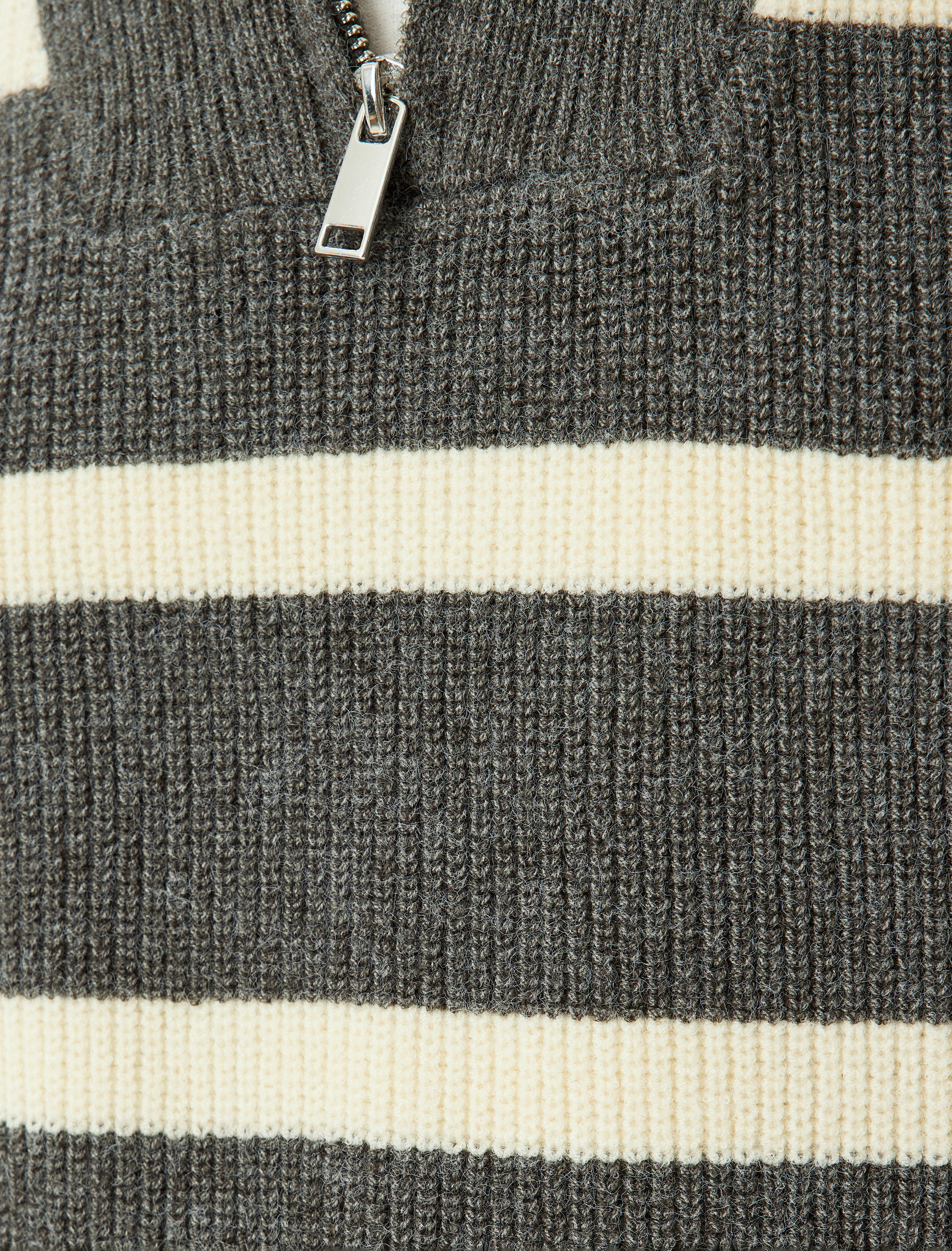   Yarım Fermuarlı Kazak Oversize Dik Yaka Uzun Kollu Renk Bloklu