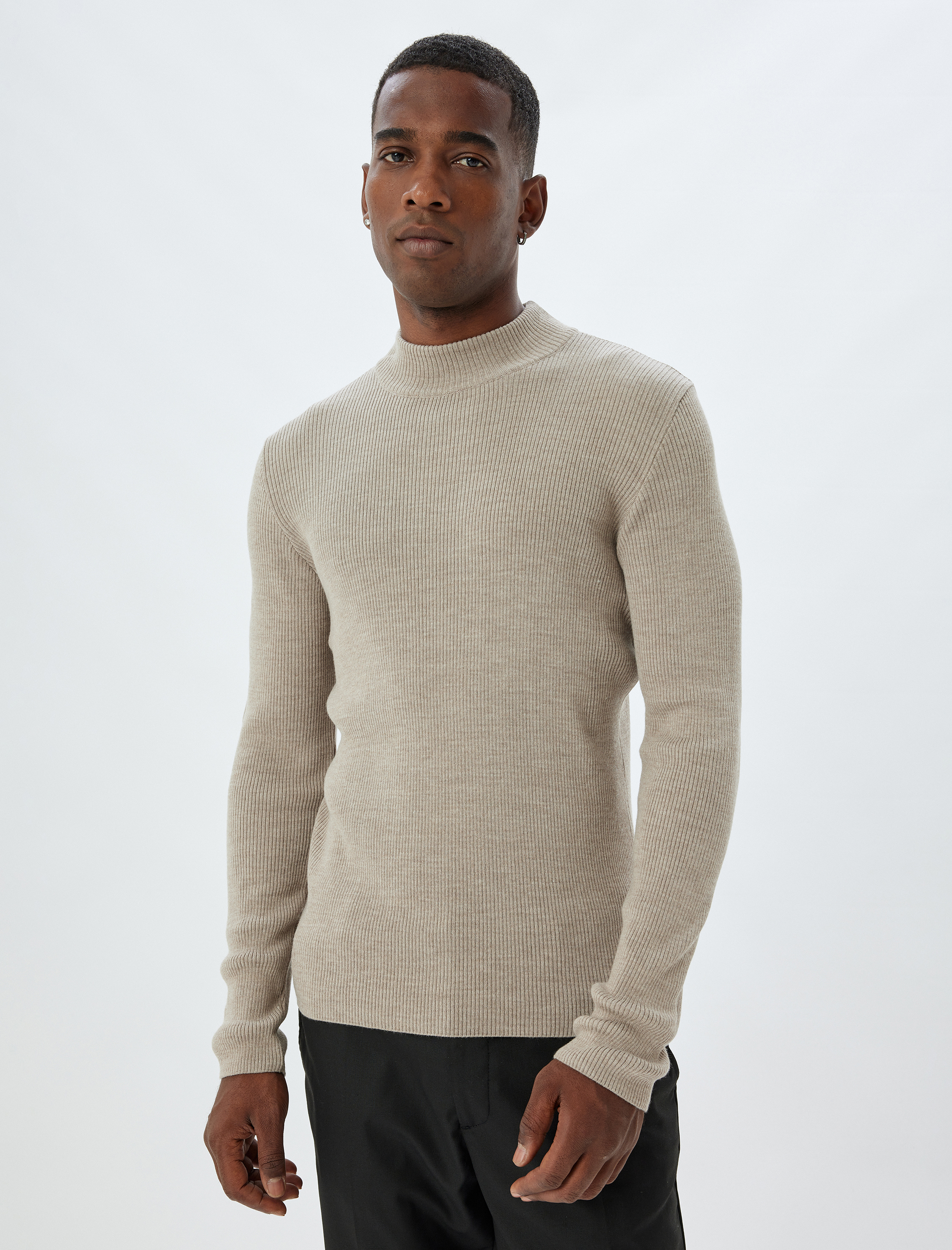   Triko Kazak Yarım Balıkçı Yaka Basic Uzun Kollu