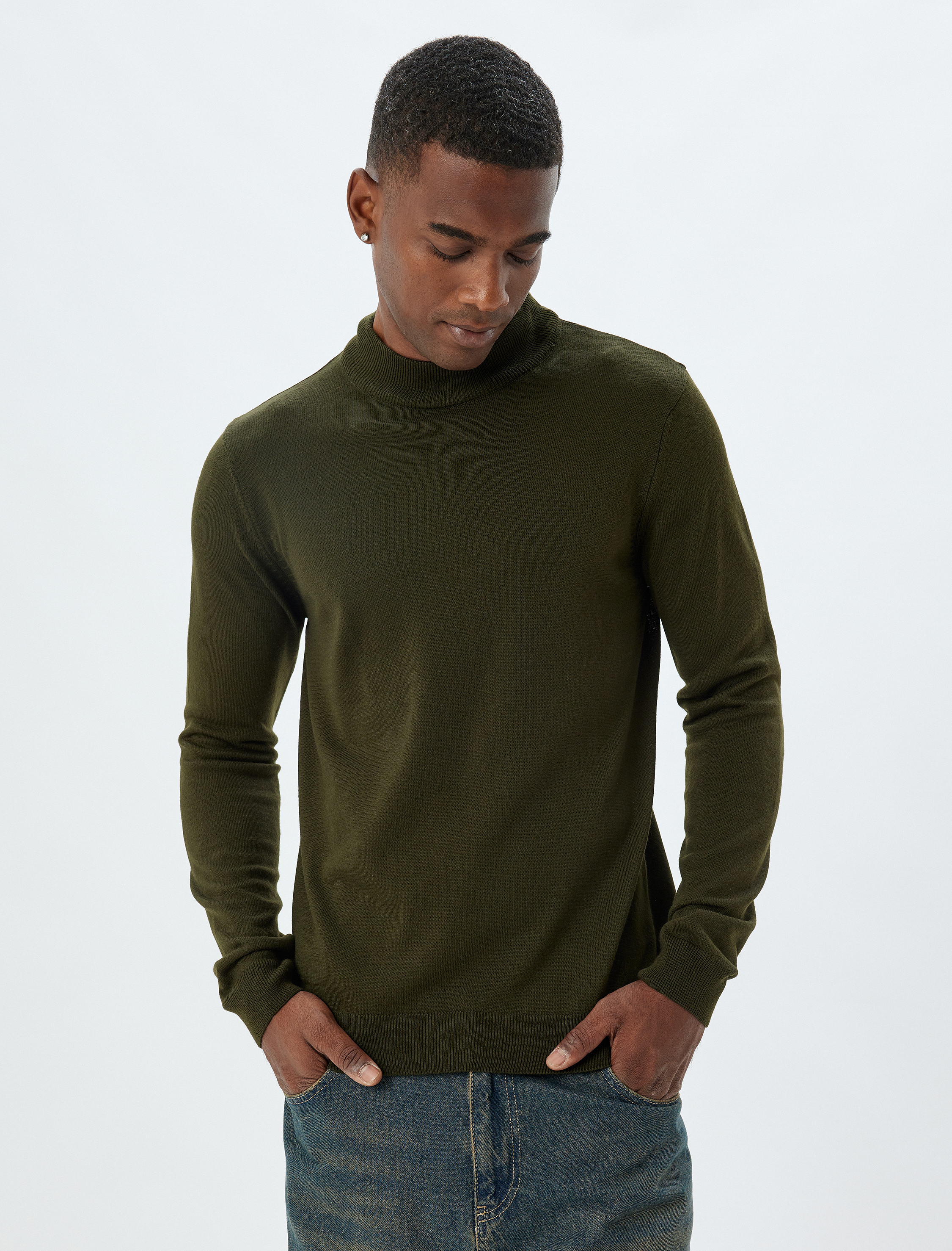   Triko Kazak Yarım Balıkçı Yaka Basic Uzun Kollu