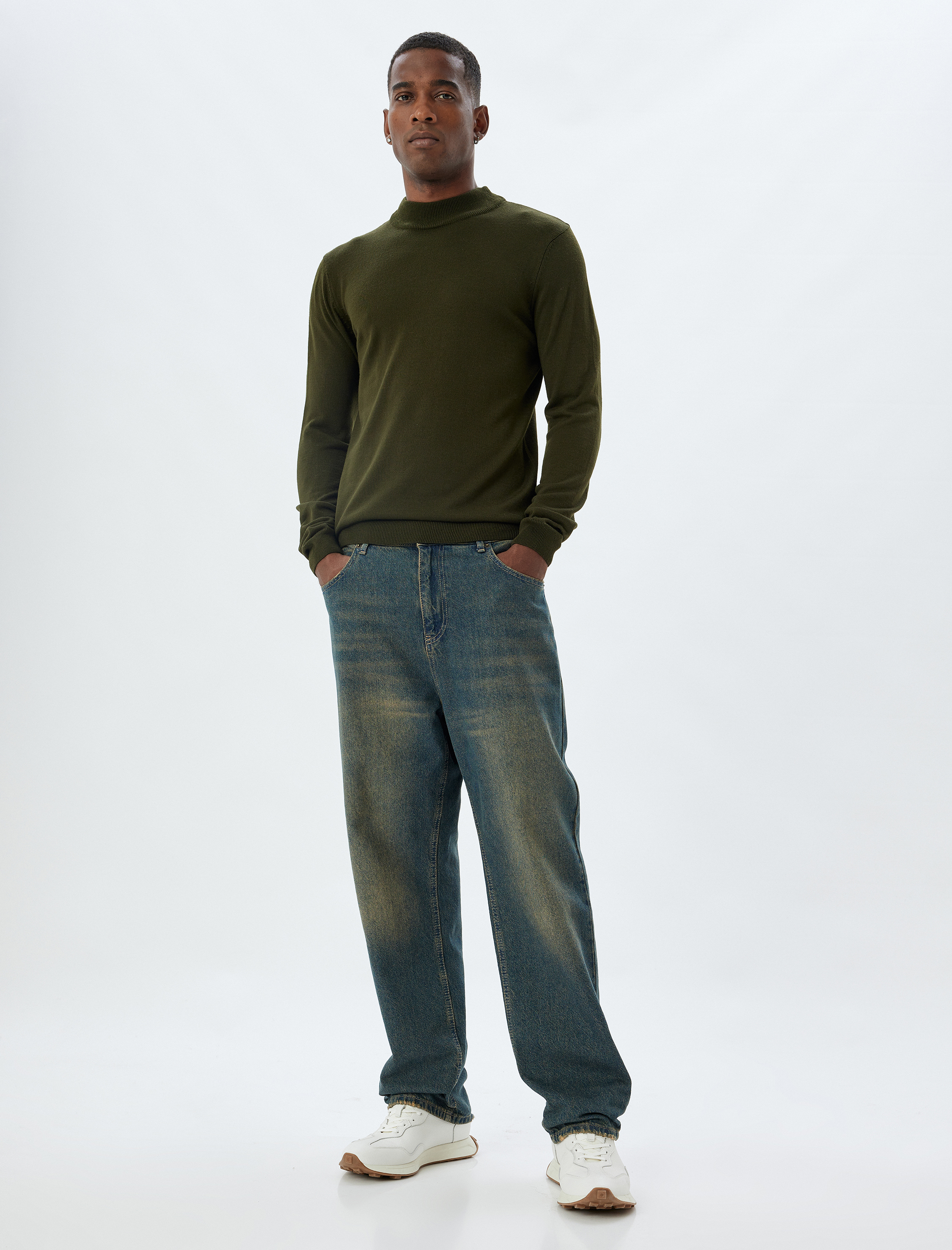   Triko Kazak Yarım Balıkçı Yaka Basic Uzun Kollu