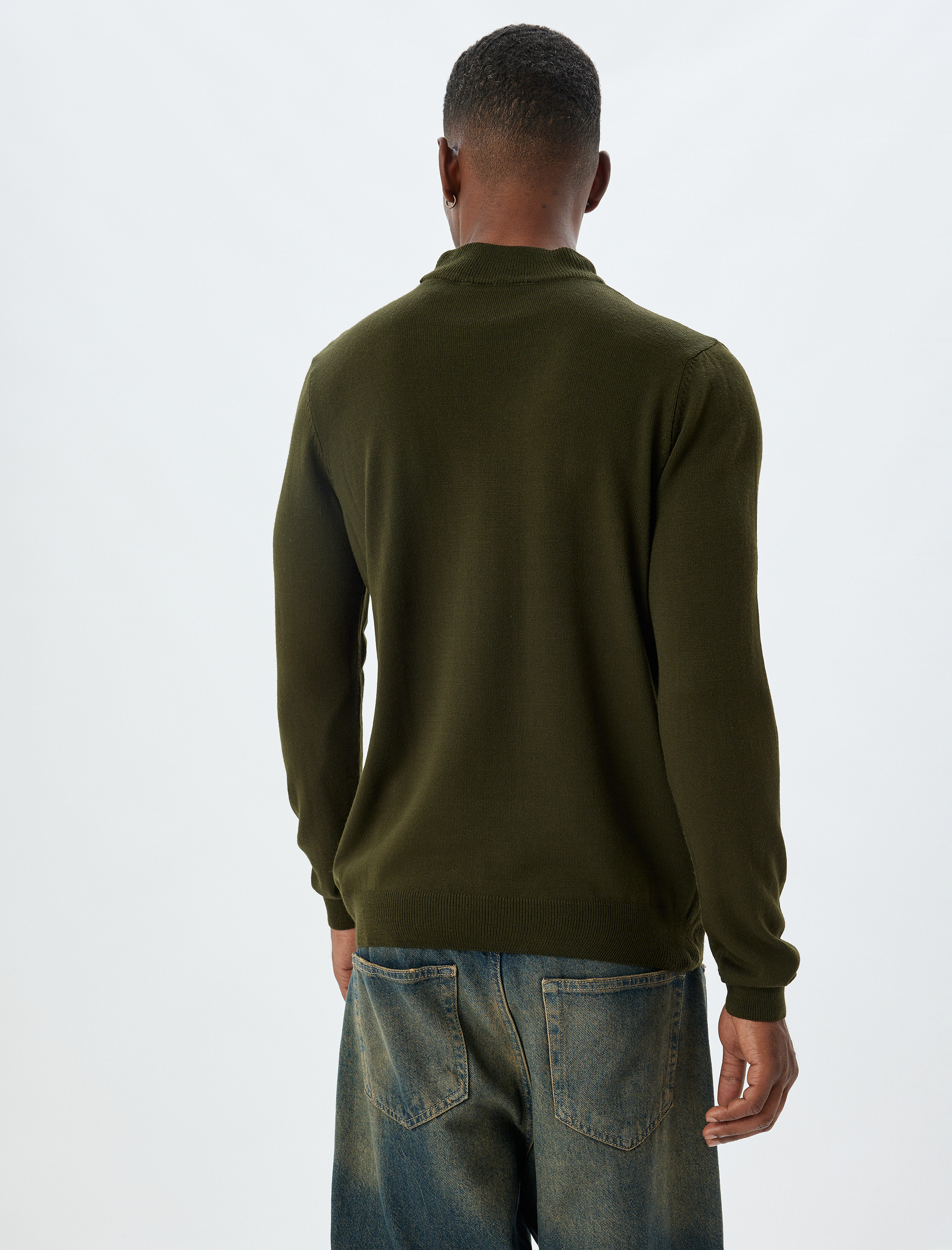   Triko Kazak Yarım Balıkçı Yaka Basic Uzun Kollu