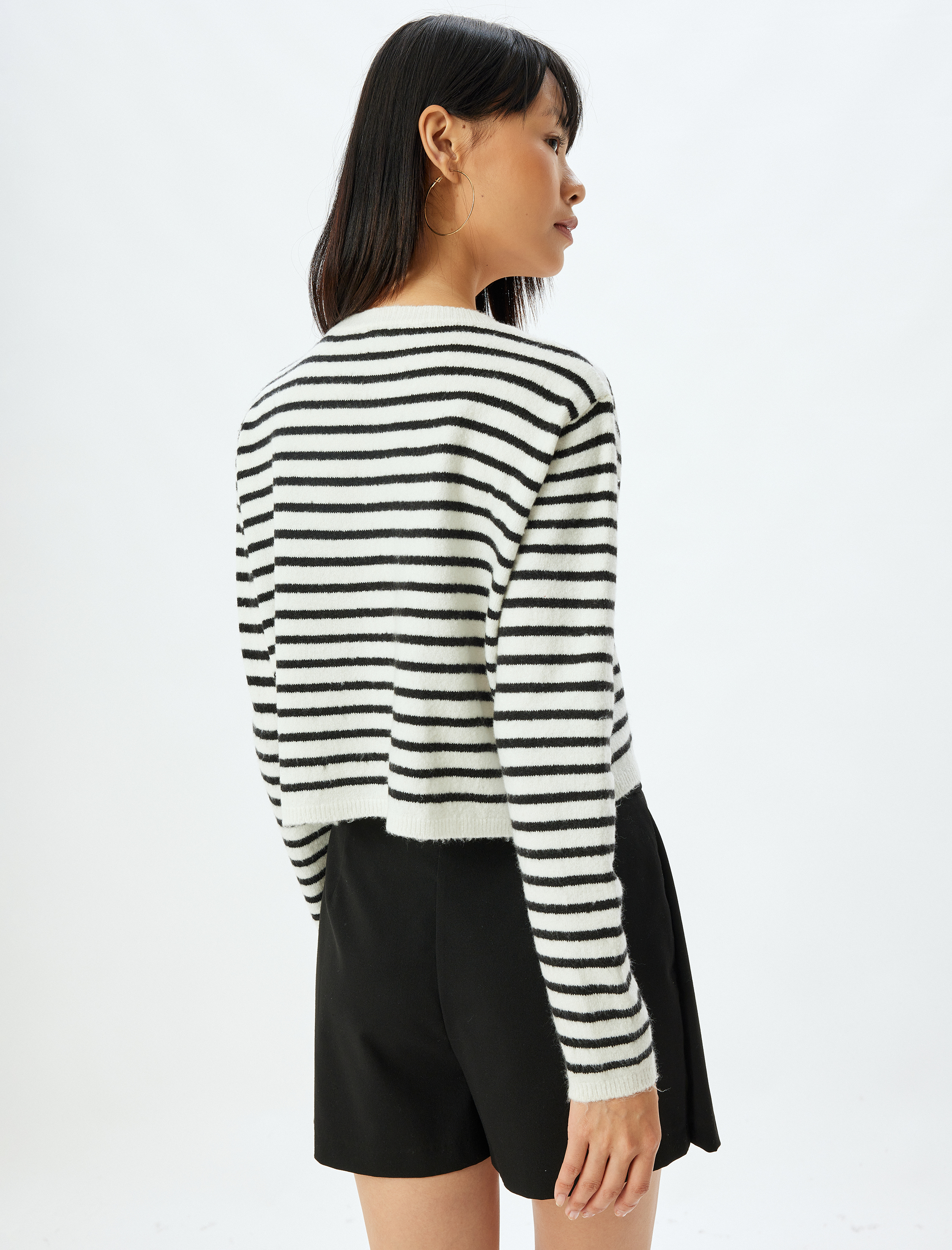   Bisiklet Yaka Hırka Uzun Kollu Düğmeli