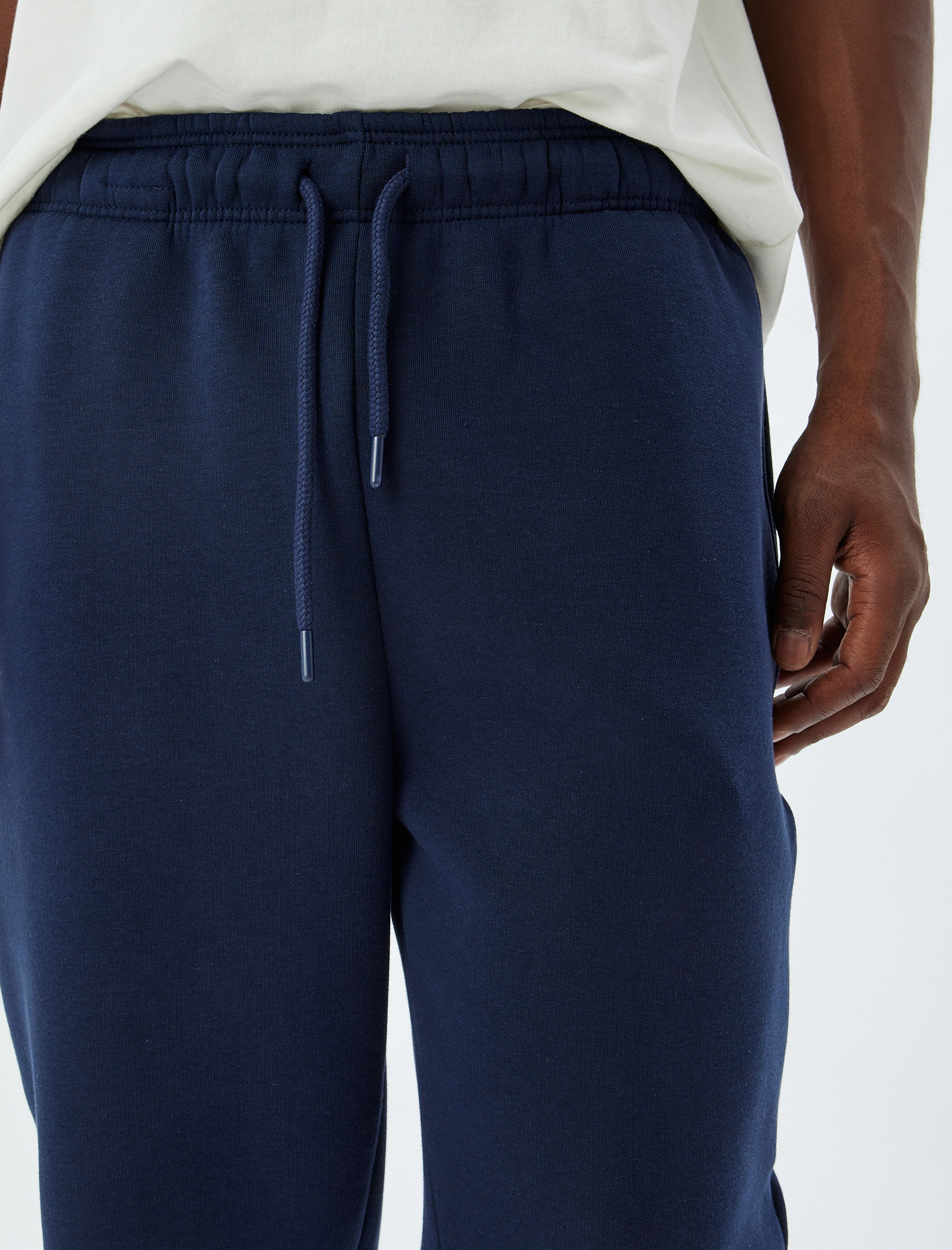   Fermuarlı Cepli Pamuk Karışımlı Şardonlu Beli Bağcıklı Kışlık Eşofman Altı