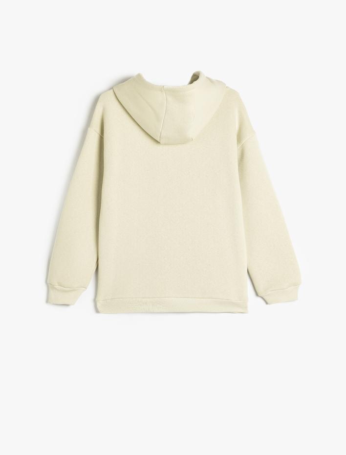 Erkek Çocuk Oversize Kapşonlu Sweatshirt Dinozor Baskılı Uzun Kollu Şardonlu