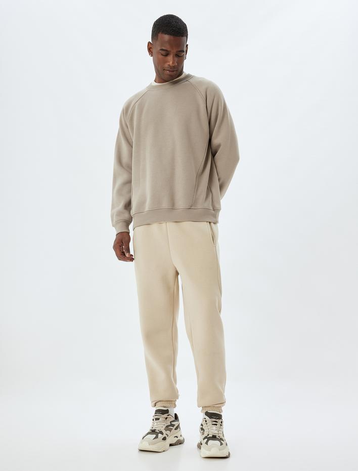  Kışlık Eşofman Altı Beli Bağcıklı Dikiş Detaylı Cepli Pamuk Karışımlı Lastikli Paça Şardonlu