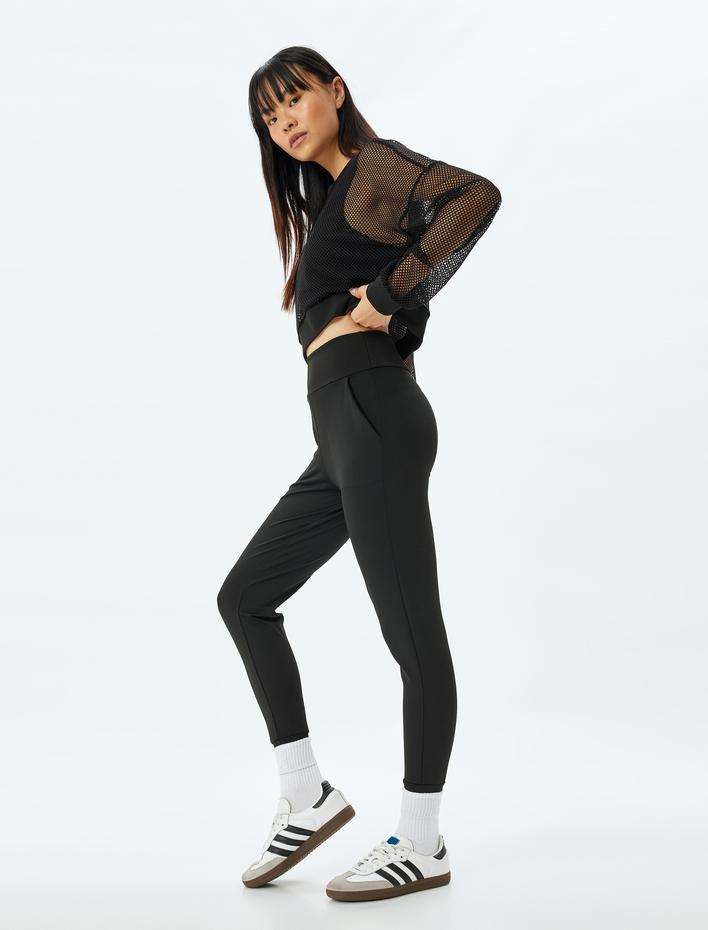  Jogger Yüksek Bel Eşofman Altı Beli Lastikli Dikiş Detaylı Cepli İnterlok