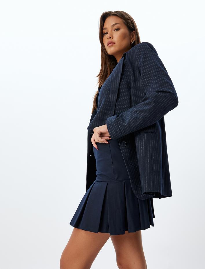  Mini Pileli Şort Etek Standart Bel