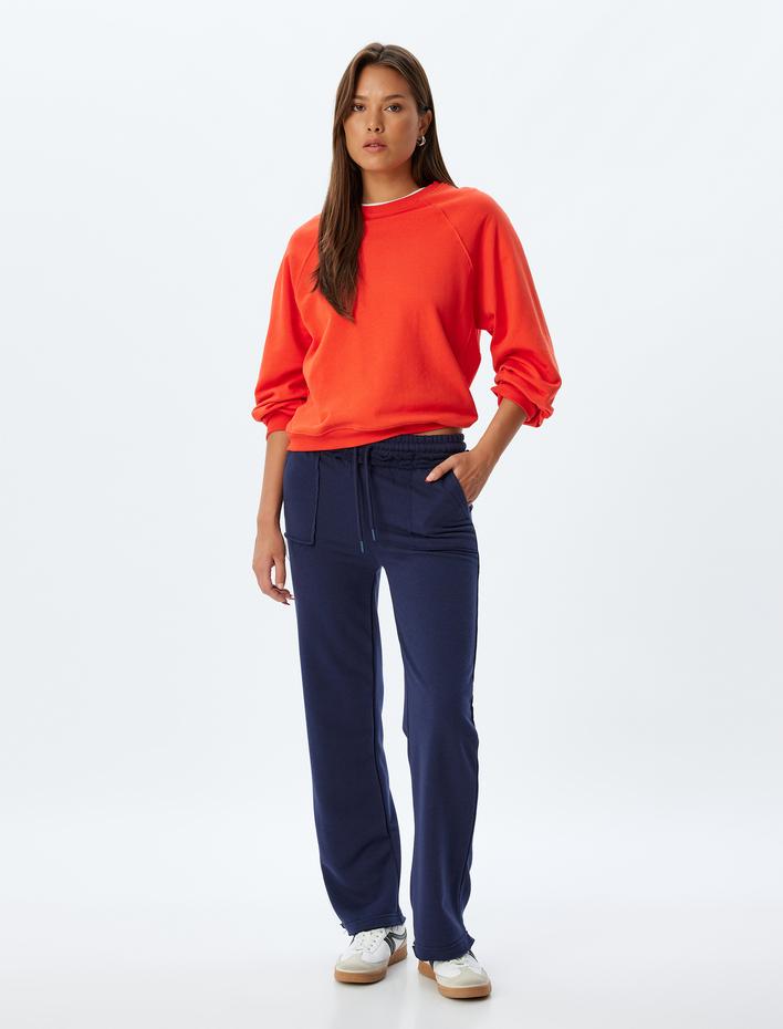  Basic Sweatshirt Bisiklet Yaka Uzun Kollu