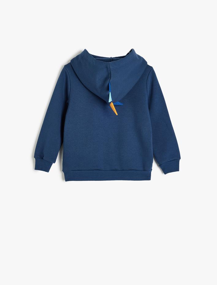 Erkek Bebek Basic Kapşonlu Sweatshirt Fermuarlı Şardonlu