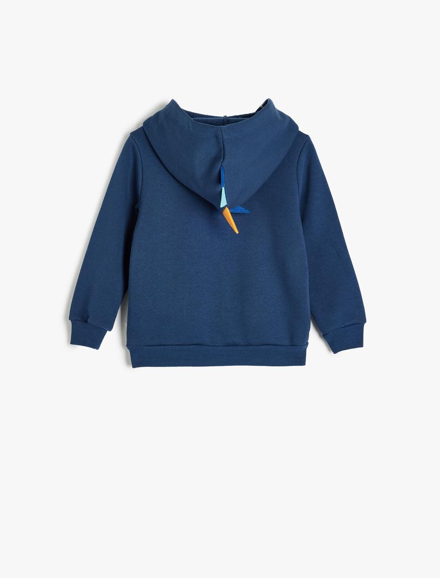  Erkek Bebek Basic Kapşonlu Sweatshirt Fermuarlı Şardonlu