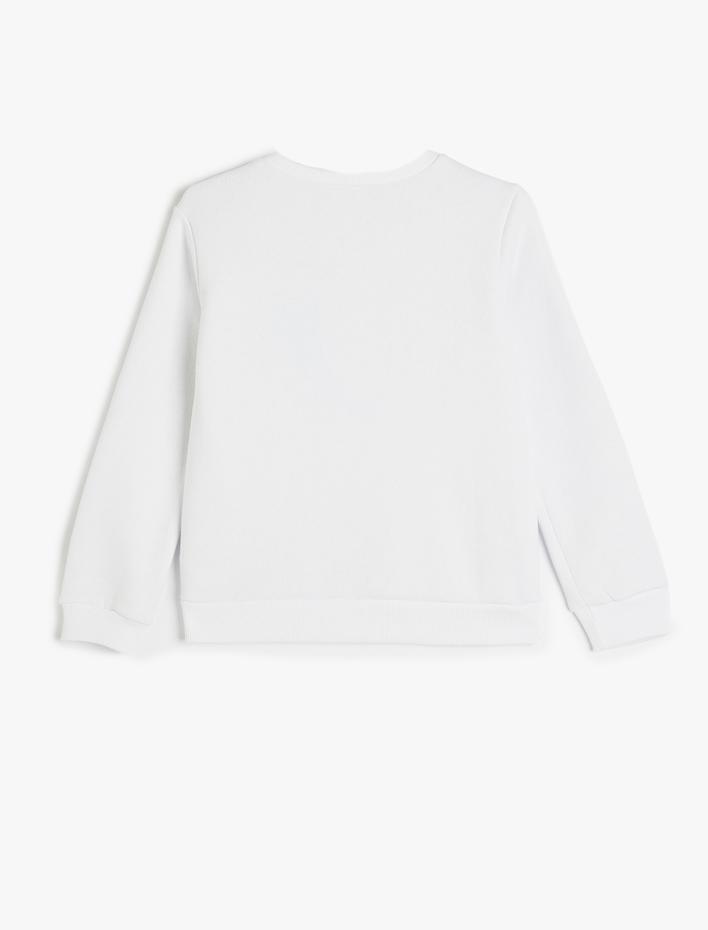 Kız Çocuk Atatürk Baskılı Tişört Pullu Payetli Bisiklet Yaka Uzun Kollu Şardonlu