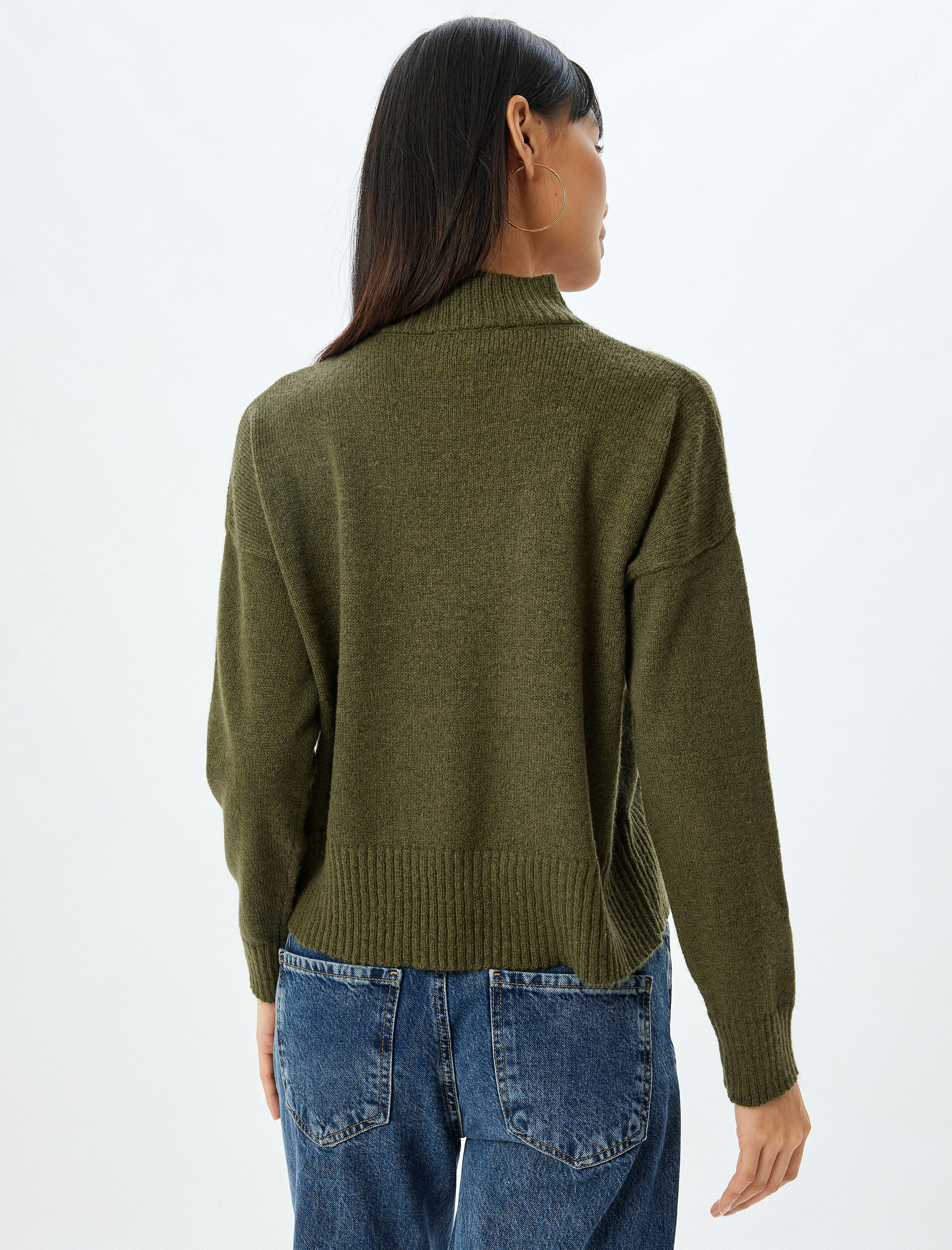   Basic Triko Kazak Dik Yaka Uzun Kollu