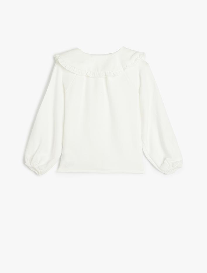 Kız Bebek Gömlek Bebe Yaka Uzun Kollu Fırfır Detaylı Düğme Kapamalı