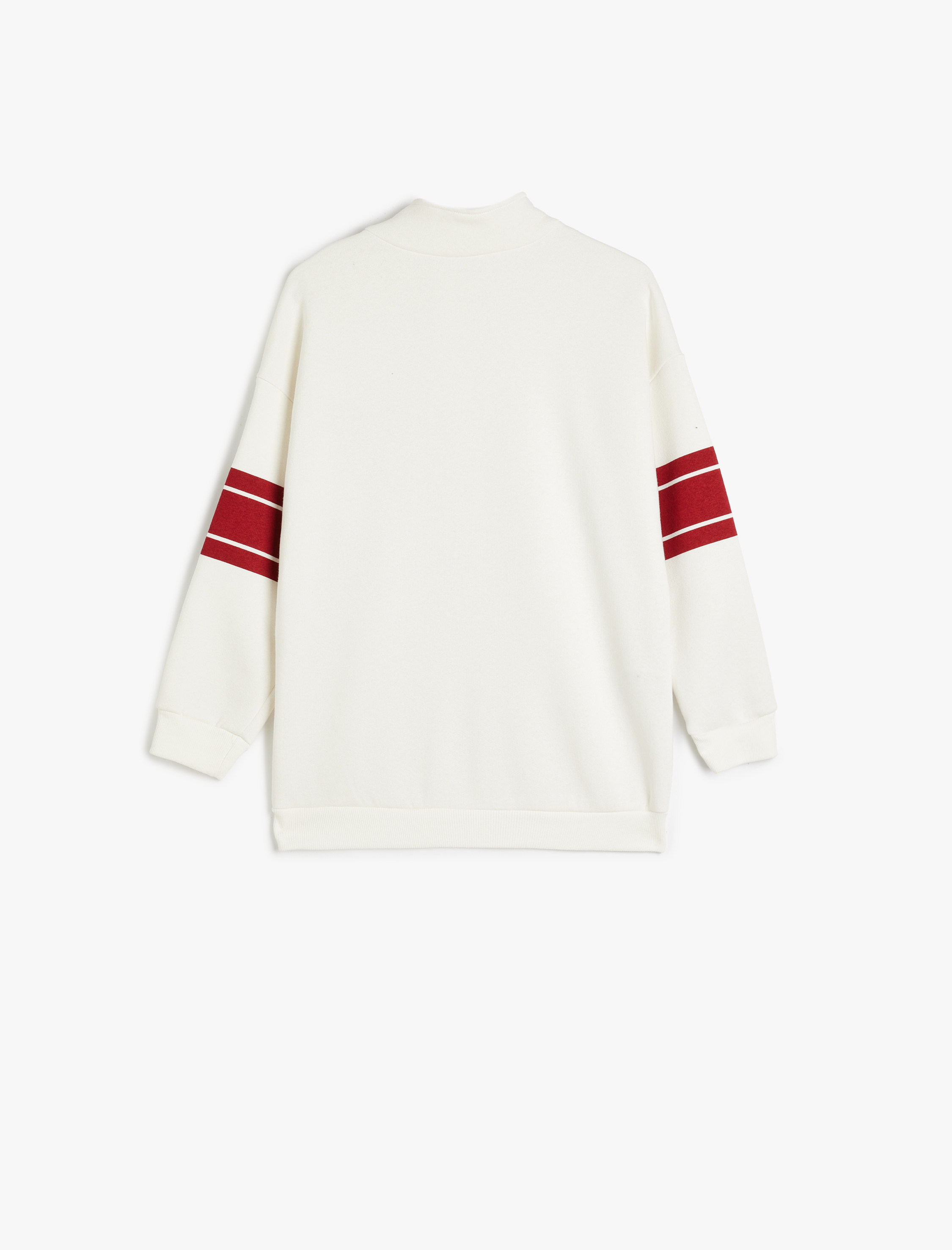  Erkek Çocuk Sweatshirt Baskı Detaylı Yarım Fermuarlı Dik Yaka Uzun Kollu Pamuklu Şardonlu