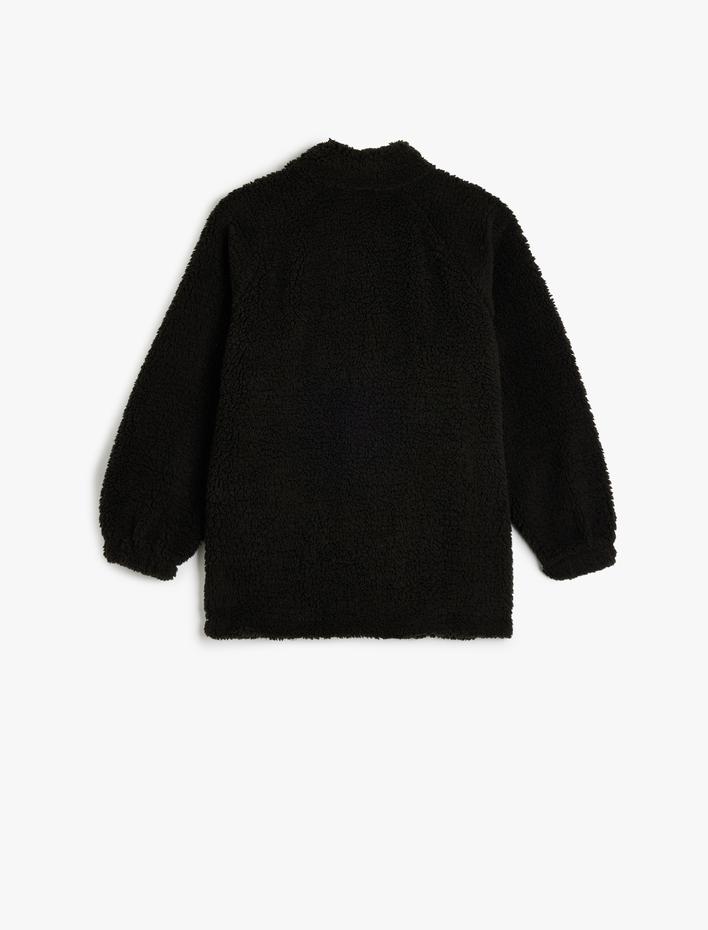 Erkek Çocuk Peluş Ceket Fermuarlı Dik Yaka Cepli Paraşüt Kumaş Detaylı