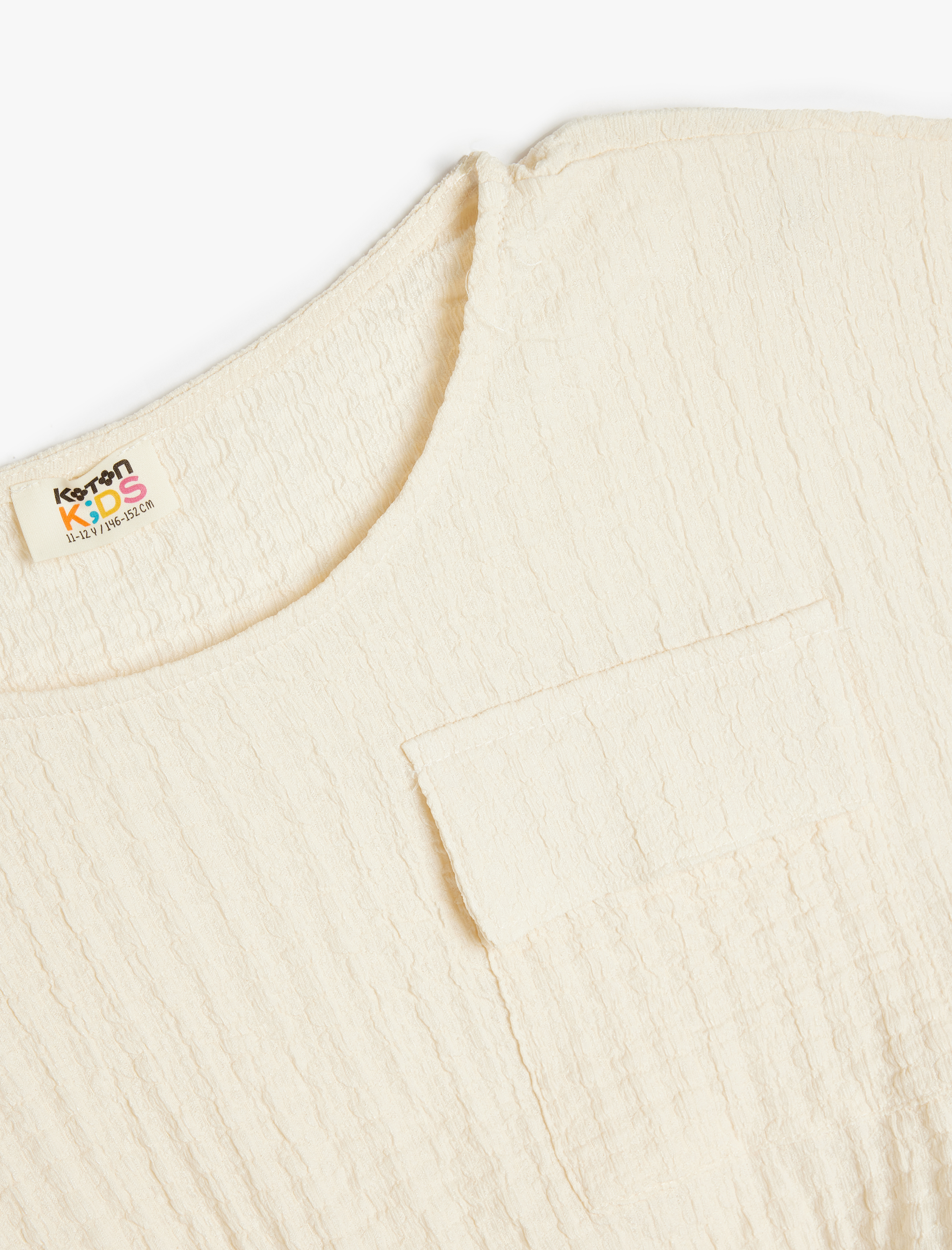  Kız Çocuk Crop Bluz Kolsuz Dokulu Beli Lastikli