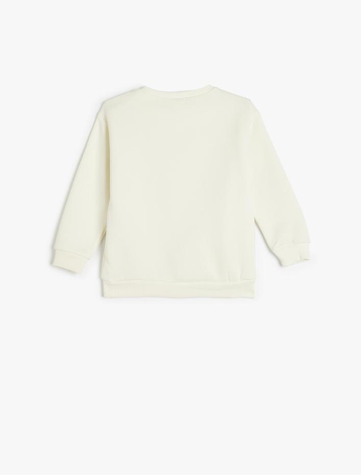 Erkek Bebek Uzun Kollu Sweatshirt Zebra Baskılı Bisiklet Yaka Şardonlu