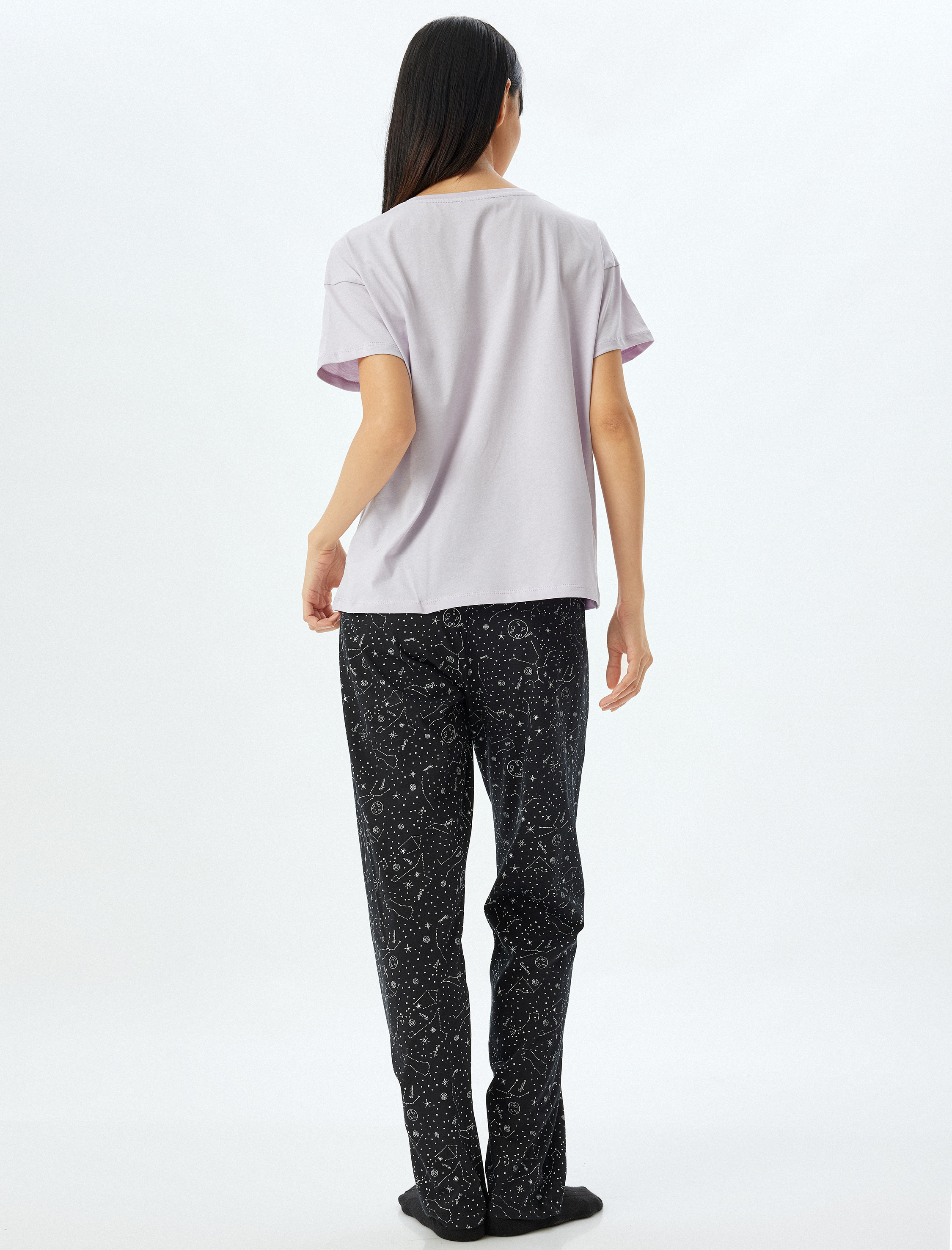 Örme Pijama Takımı Baskılı Pamuklu