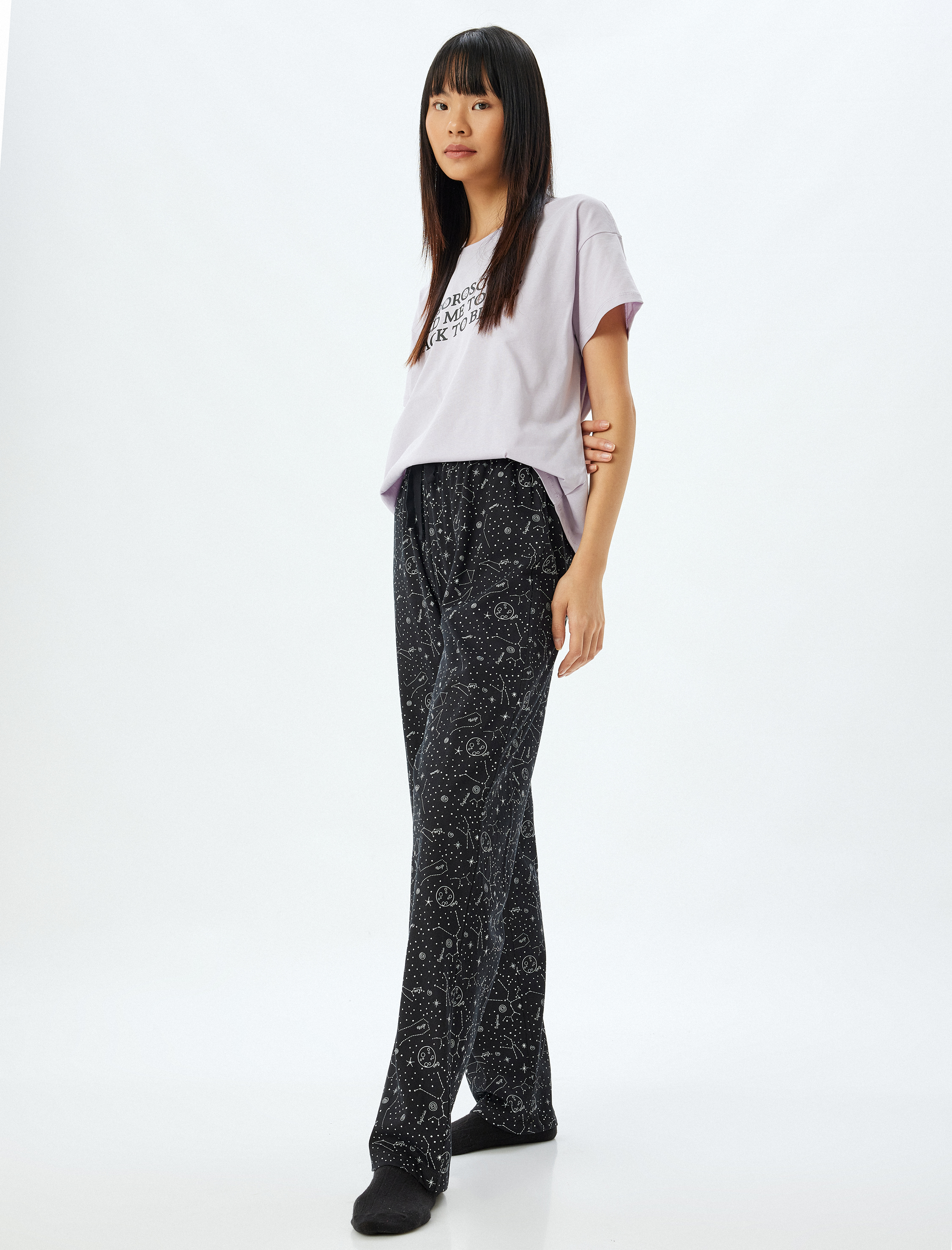 Örme Pijama Takımı Baskılı Pamuklu