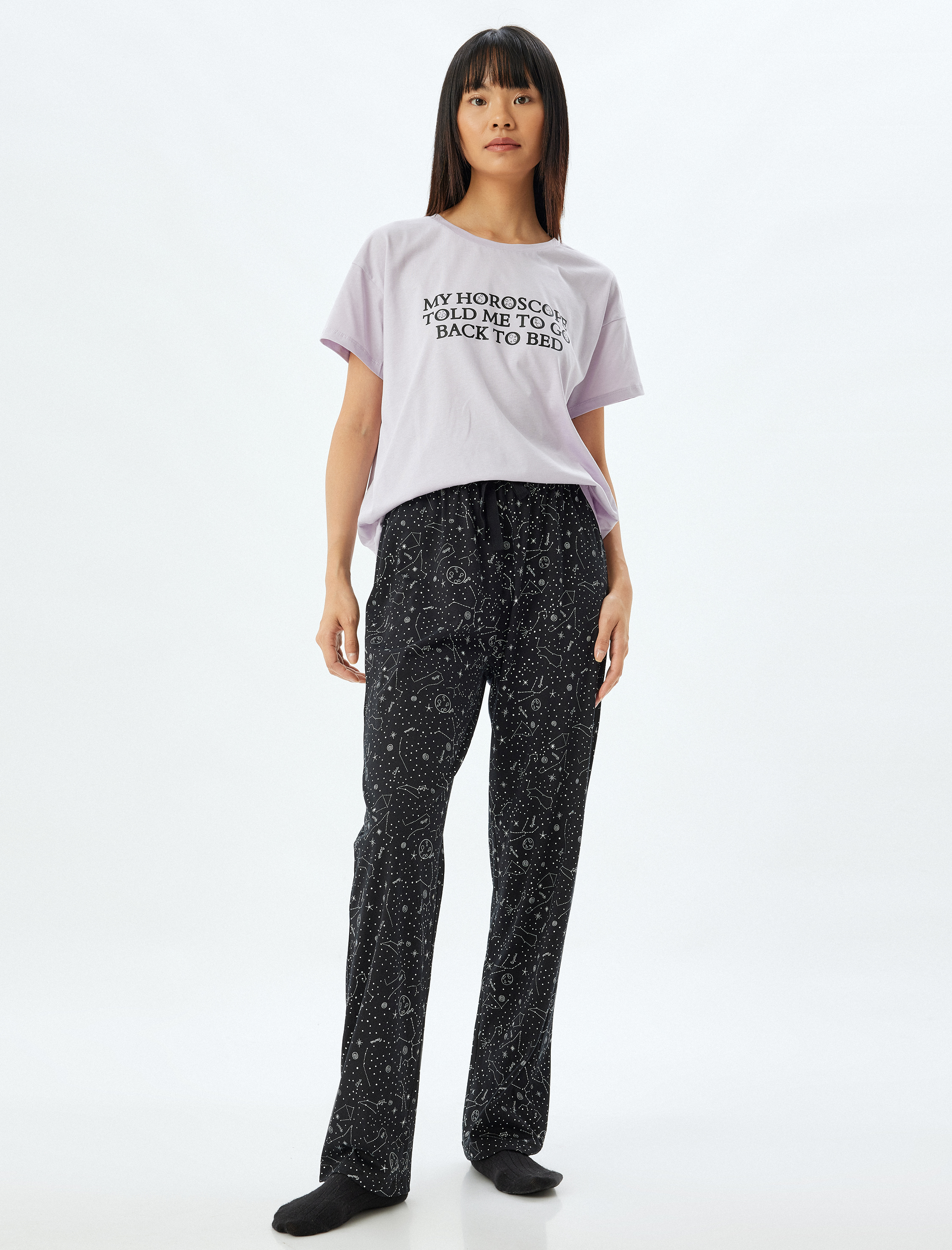 Örme Pijama Takımı Baskılı Pamuklu