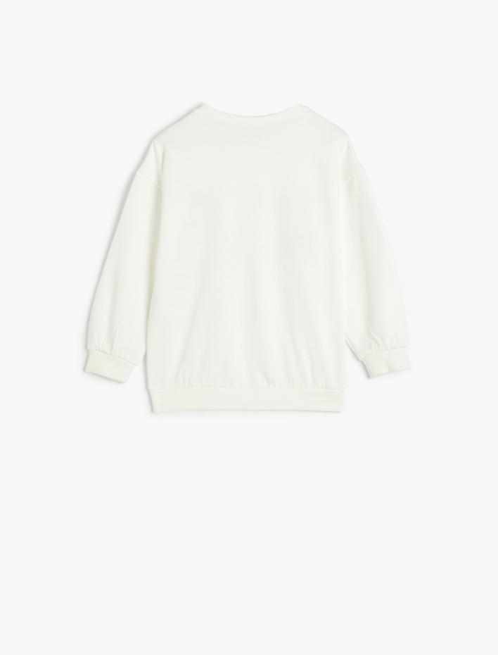 Kız Bebek Sweatshirt Balerin Baskılı Uzun Kollu Şardonlu Pamuklu